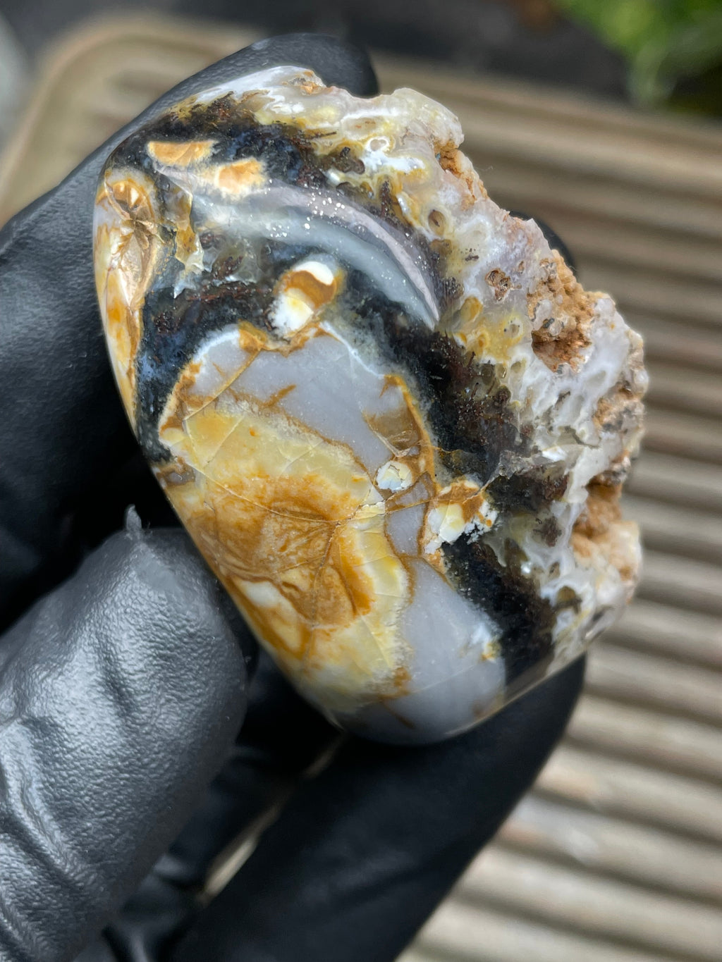 StoneBorn Creations Hand-Polished Crystal Pocket Agate Freeform | Raw Druzy Crown | Natural Chalcedony & Earth Tones