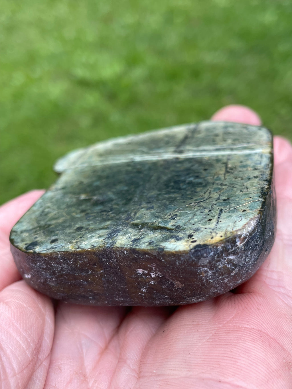 StoneBorn Creations – Natural Greenstone with White Mineral Veining | Hand-Polished River Stone