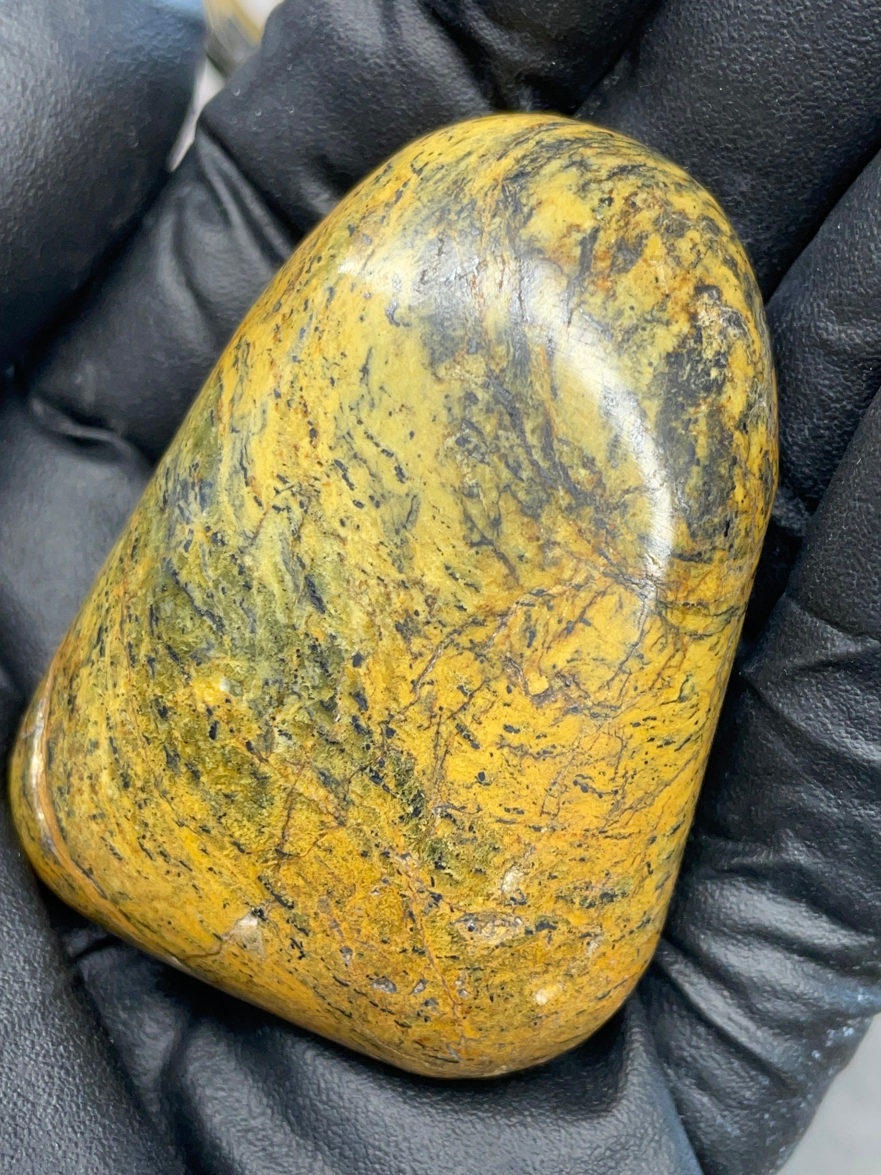 Hand-Polished Golden Serpentine | One-of-One River Stone