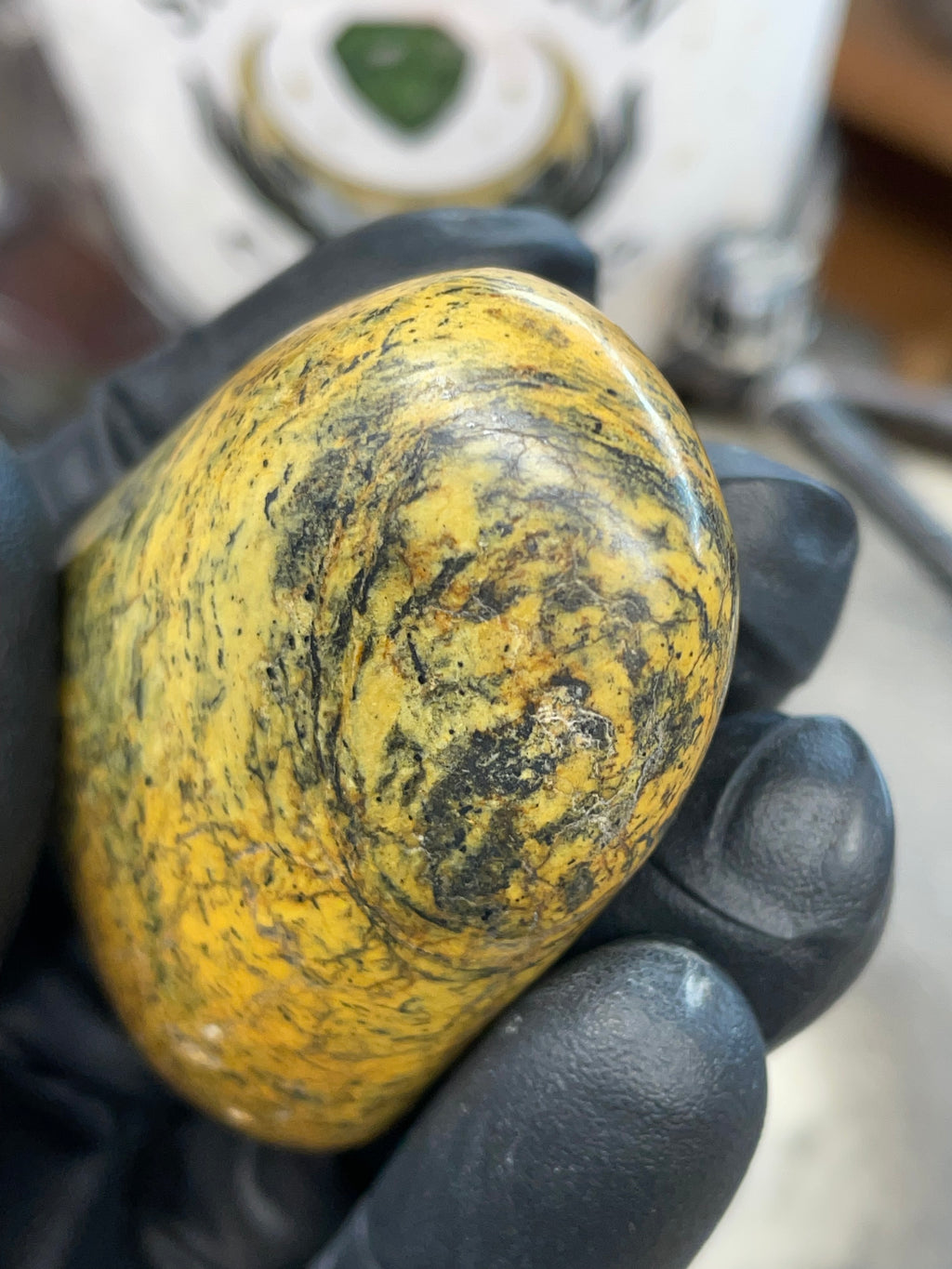 Hand-Polished Golden Serpentine | One-of-One River Stone