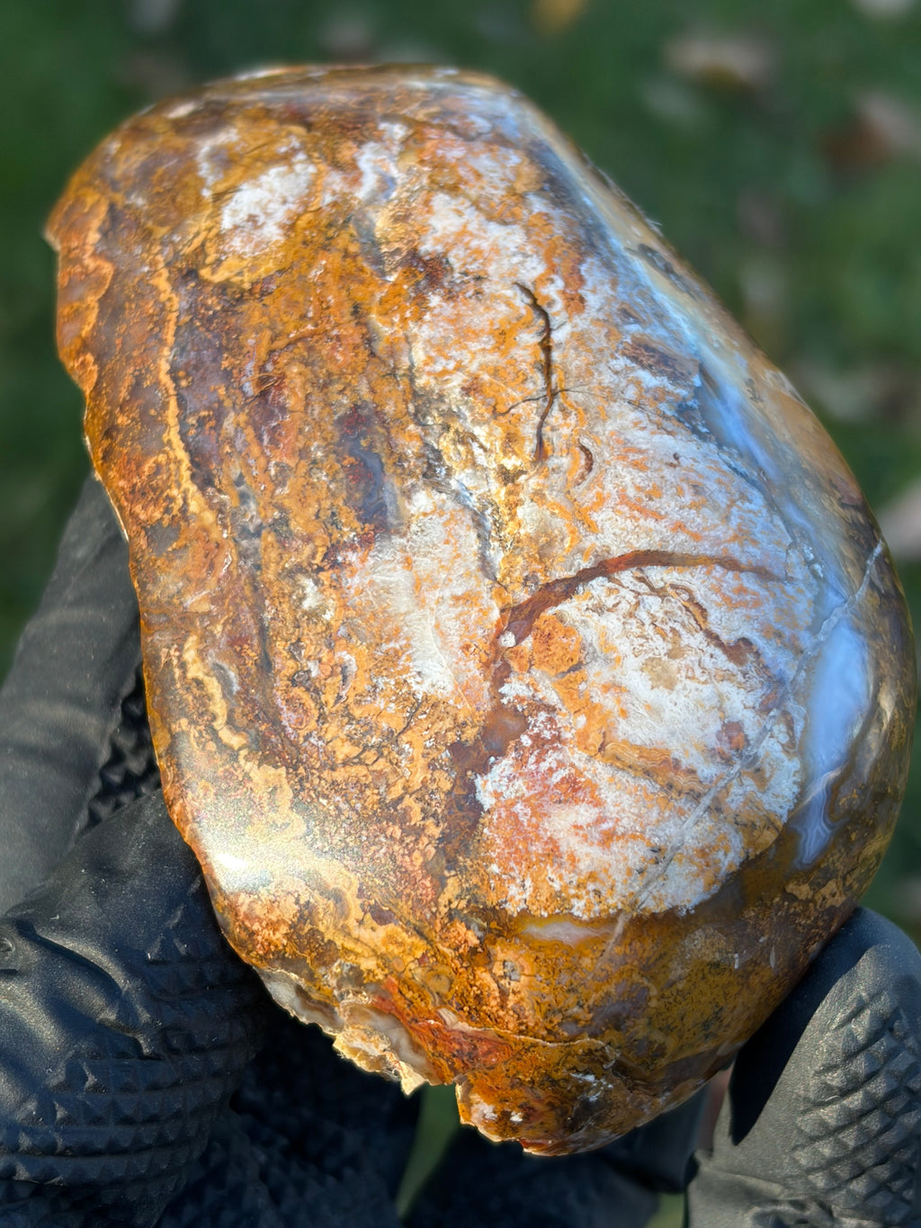 StoneBorn Creations – Natural Agate & Jasper Display Stone | Hand-Polished with Blue-Gray Agate Veins