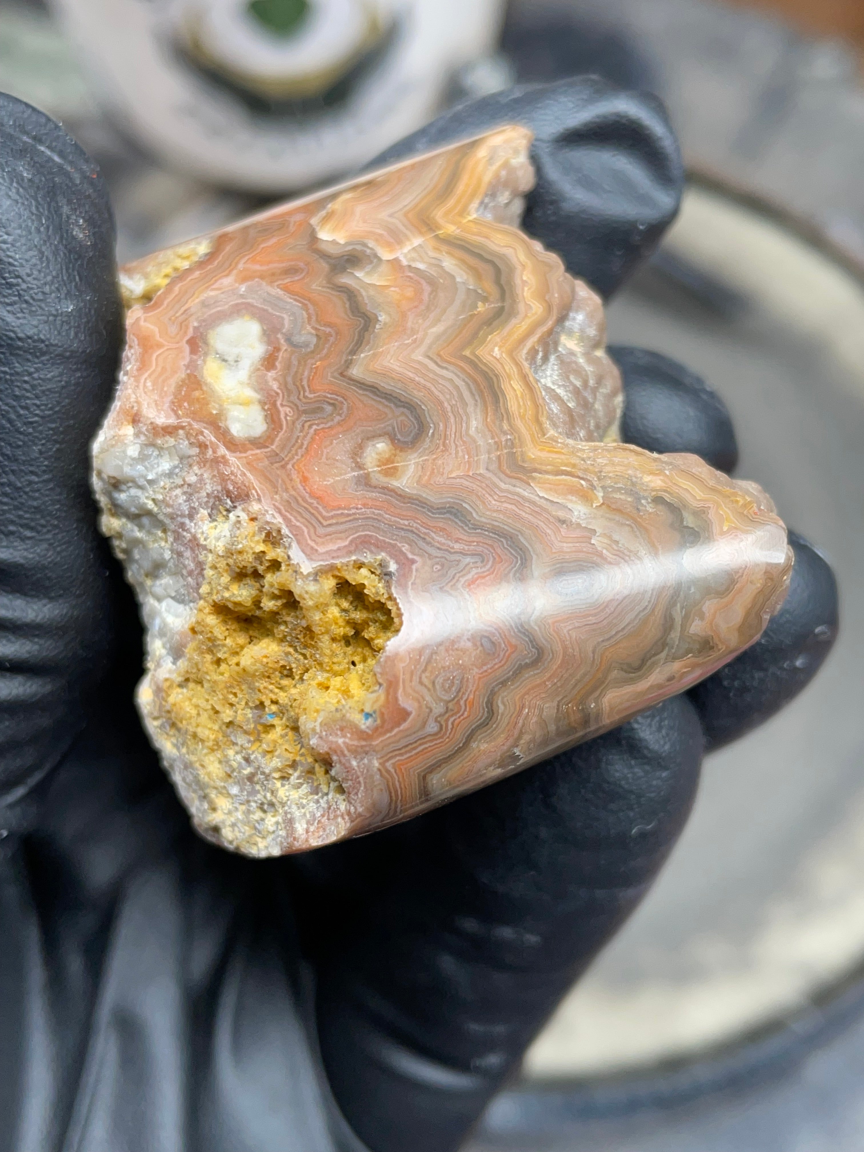 StoneBorn Creations Hand-Polished Georgia Crazy Lace Agate with Natural Quartz Vein & Raw Matrix