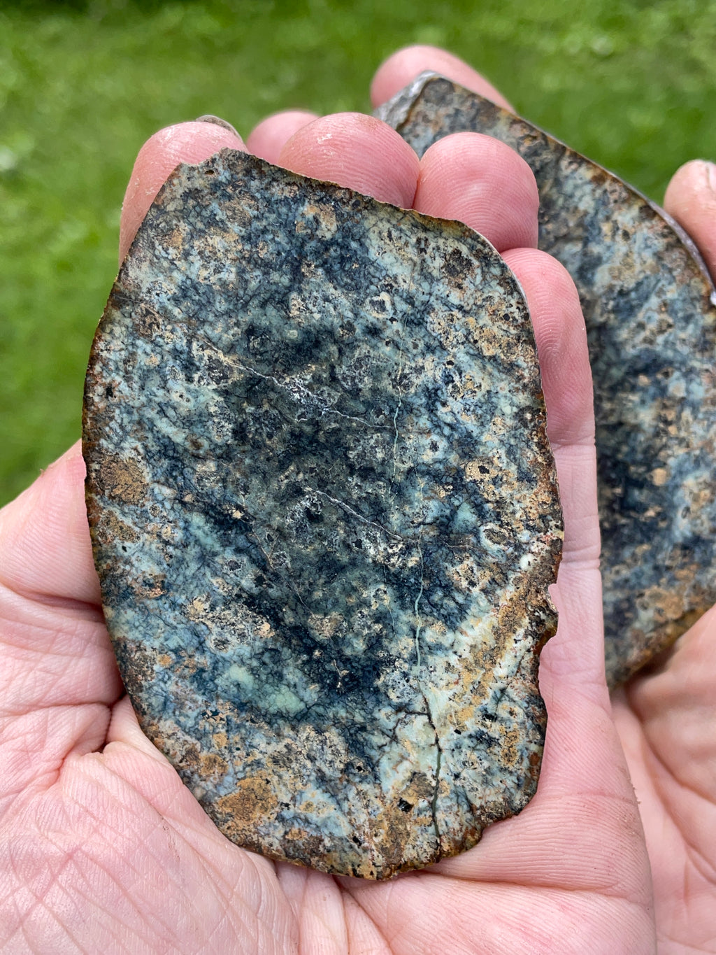 StoneBorn Creations – Hand-Polished Blue-Green Mystery Stone Matching Pair | Natural Split Stone