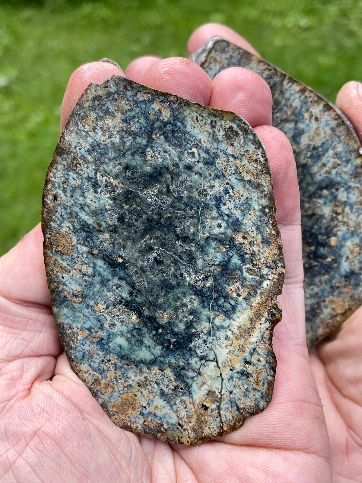 StoneBorn Creations – Hand-Polished Blue-Green Mystery Stone Matching Pair | Natural Split Stone