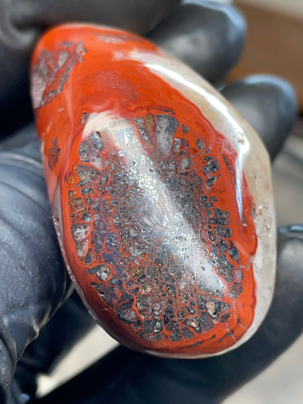 Fire-Pattern Agate with Quartz Pocket | Hand-Polished StoneBorn Creation