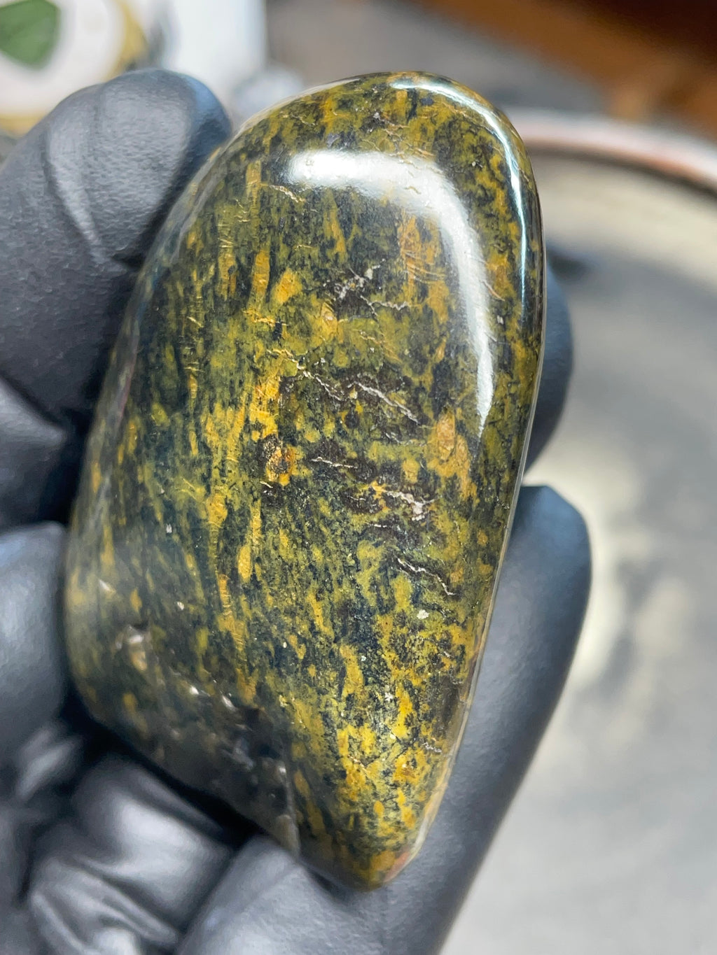 StoneBorn Creations – Hand-Polished Vermont Greenstone (Forest Gold Tones)