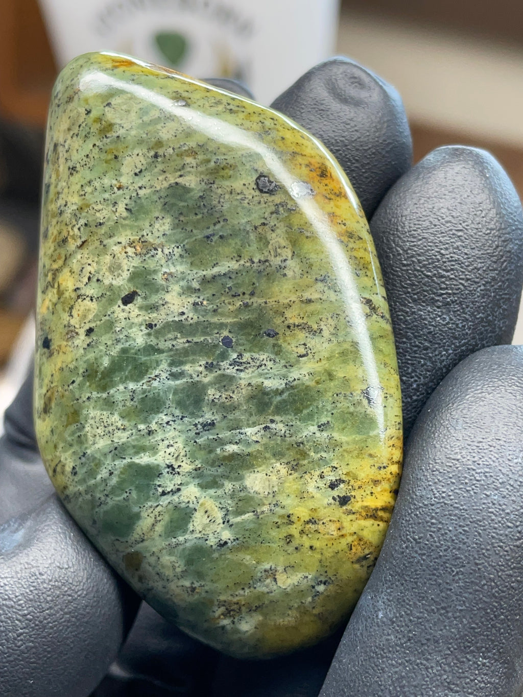 🌿 Hand-Polished Green Serpentine Stone