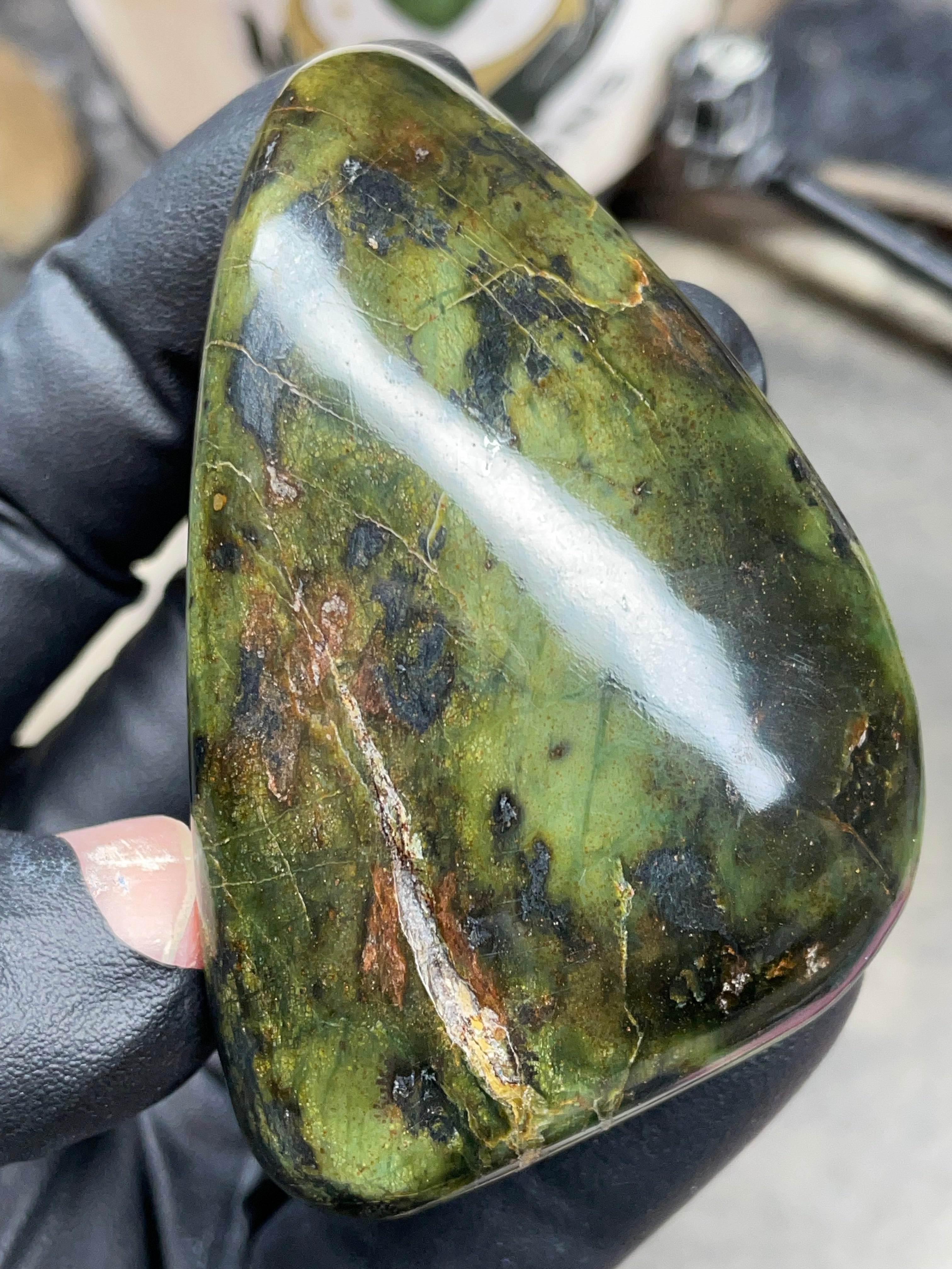 StoneBorn Creations – Hand Polished Vermont Serpentine with Natural Mineral Veins | One-of-a-Kind Display Stone