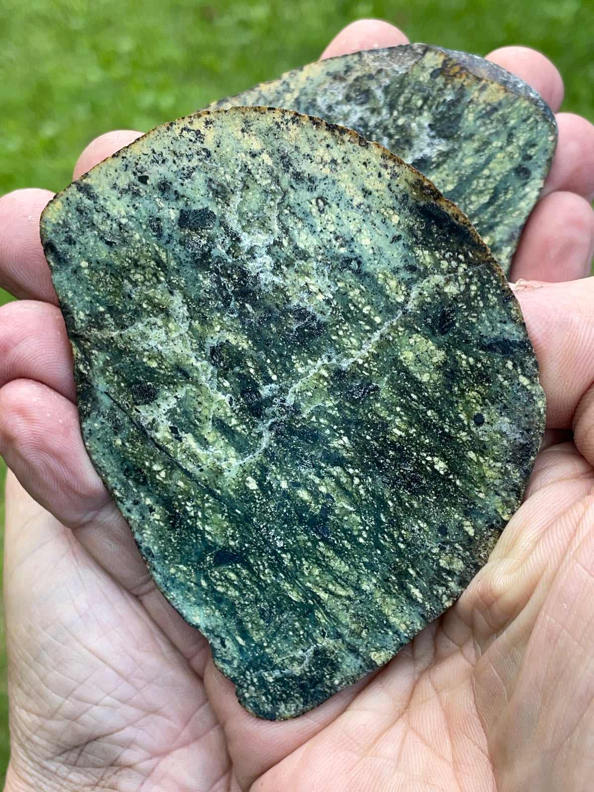 StoneBorn Creations Green Serpentine Matching Pair – Hand Polished Natural Stone
