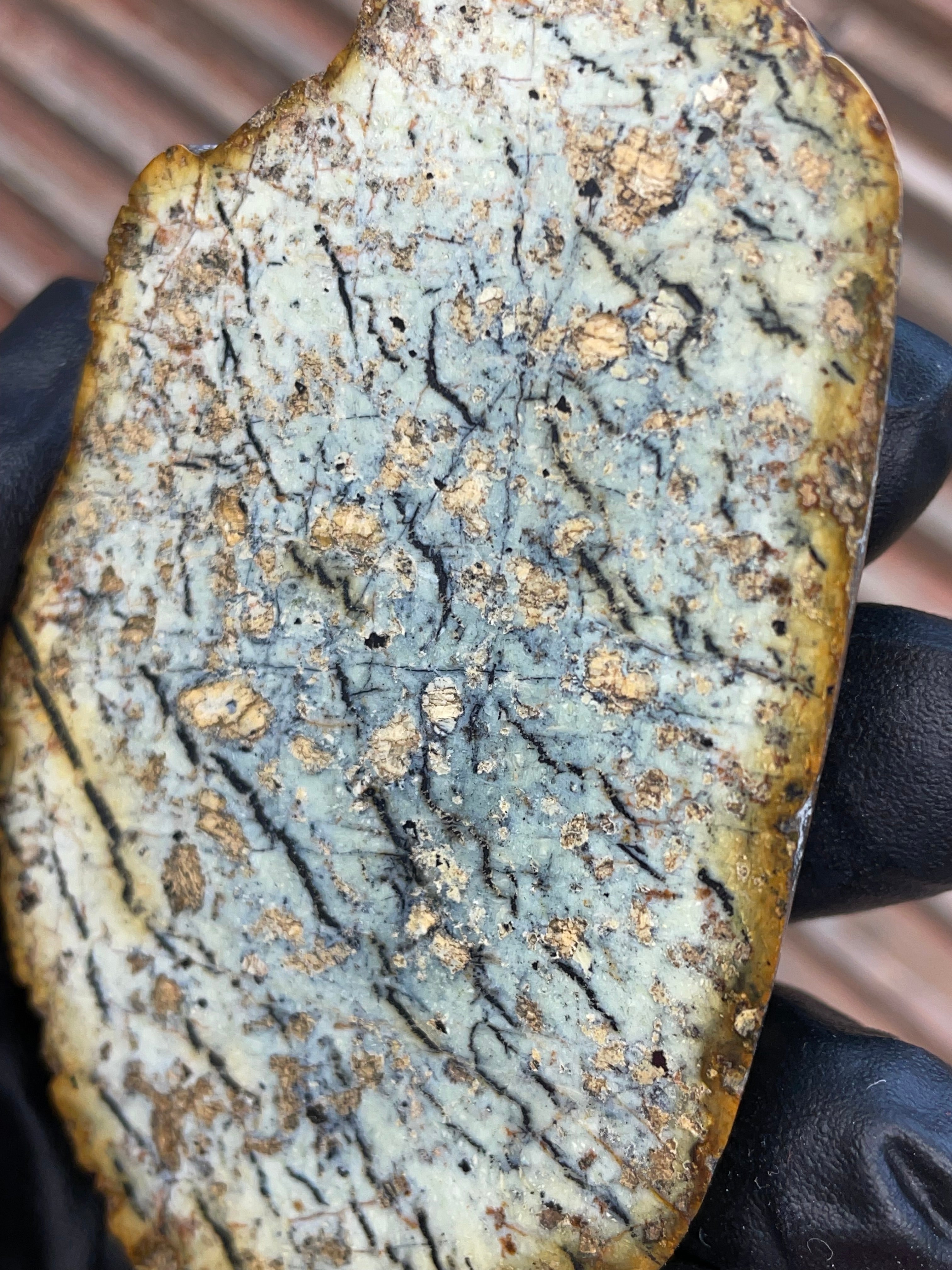 StoneBorn Creations | Polished Vermont Greenstone Slab — Soft Sage + Golden Freckling