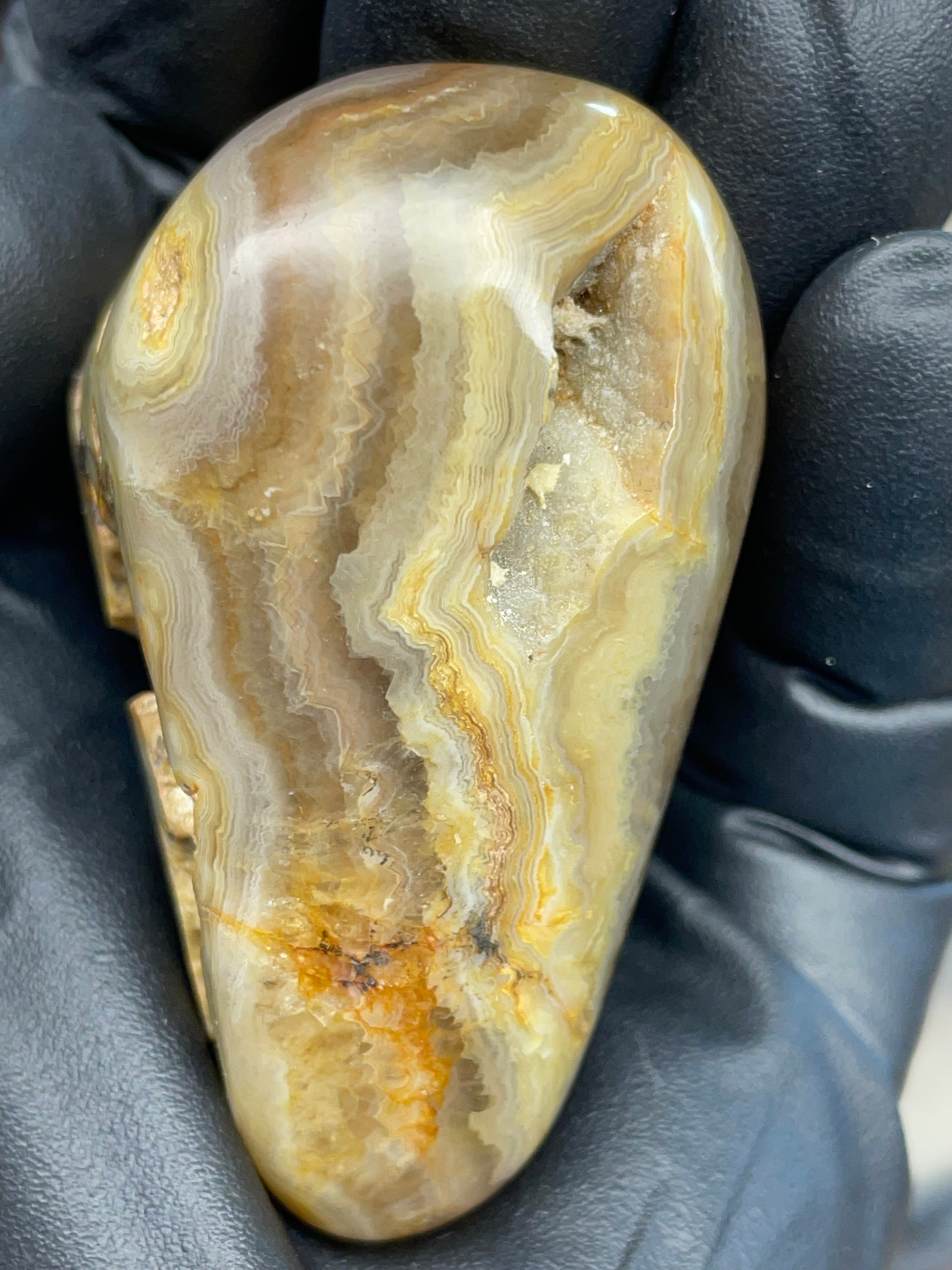 Hand-Polished Banded Agate with Natural Cavities