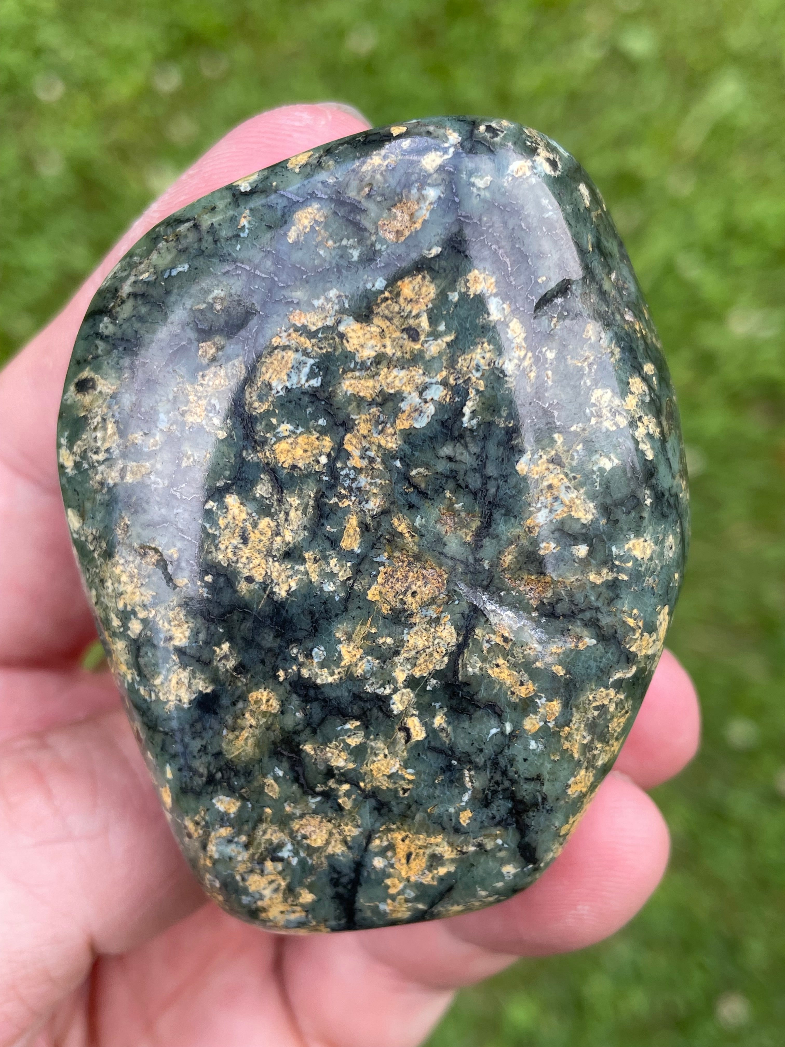 StoneBorn Creations Hand-Polished Local Serpentine Freeform | Fully Polished Greenstone with Blue-Green Patterns & Natural Mineral Inclusions