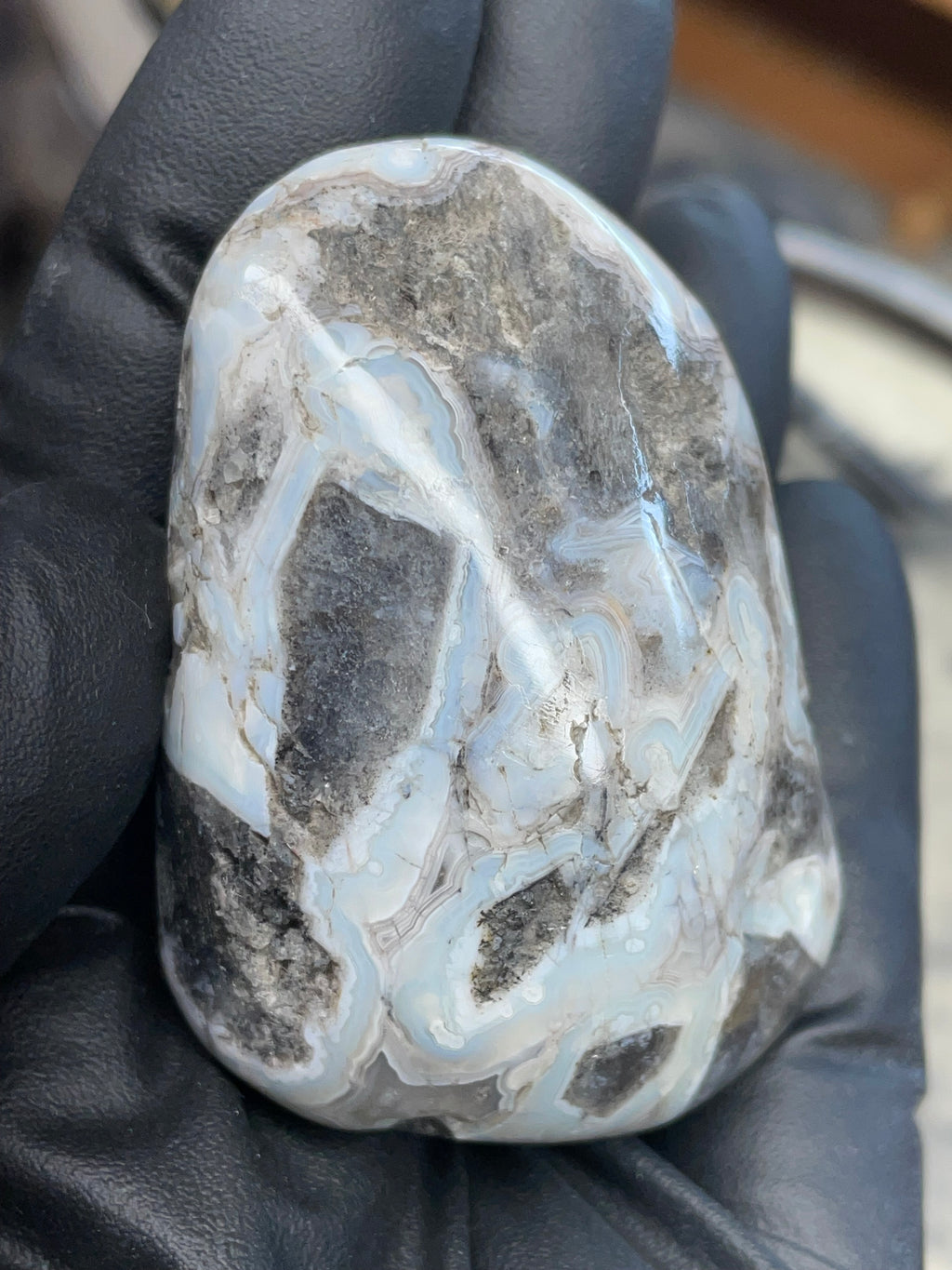 Blue-White Lace Banded Agate Freeform