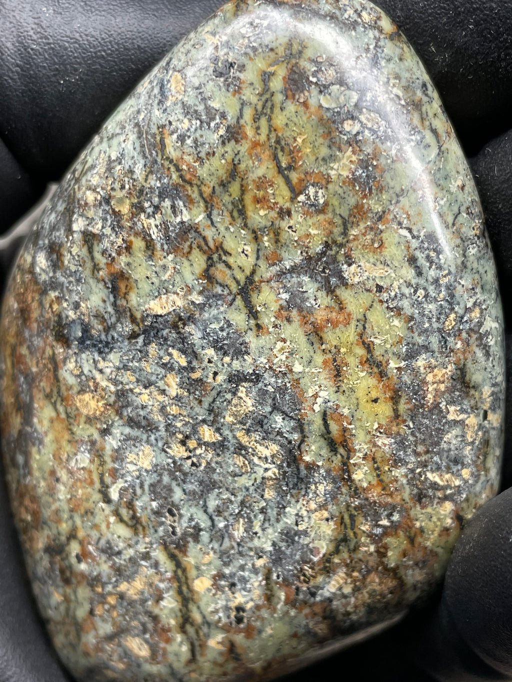 StoneBorn Creations Hand-Polished Vermont Serpentine Freeform with Moss Green Matrix, Earthy Iron Tones and Natural Organic Patterning