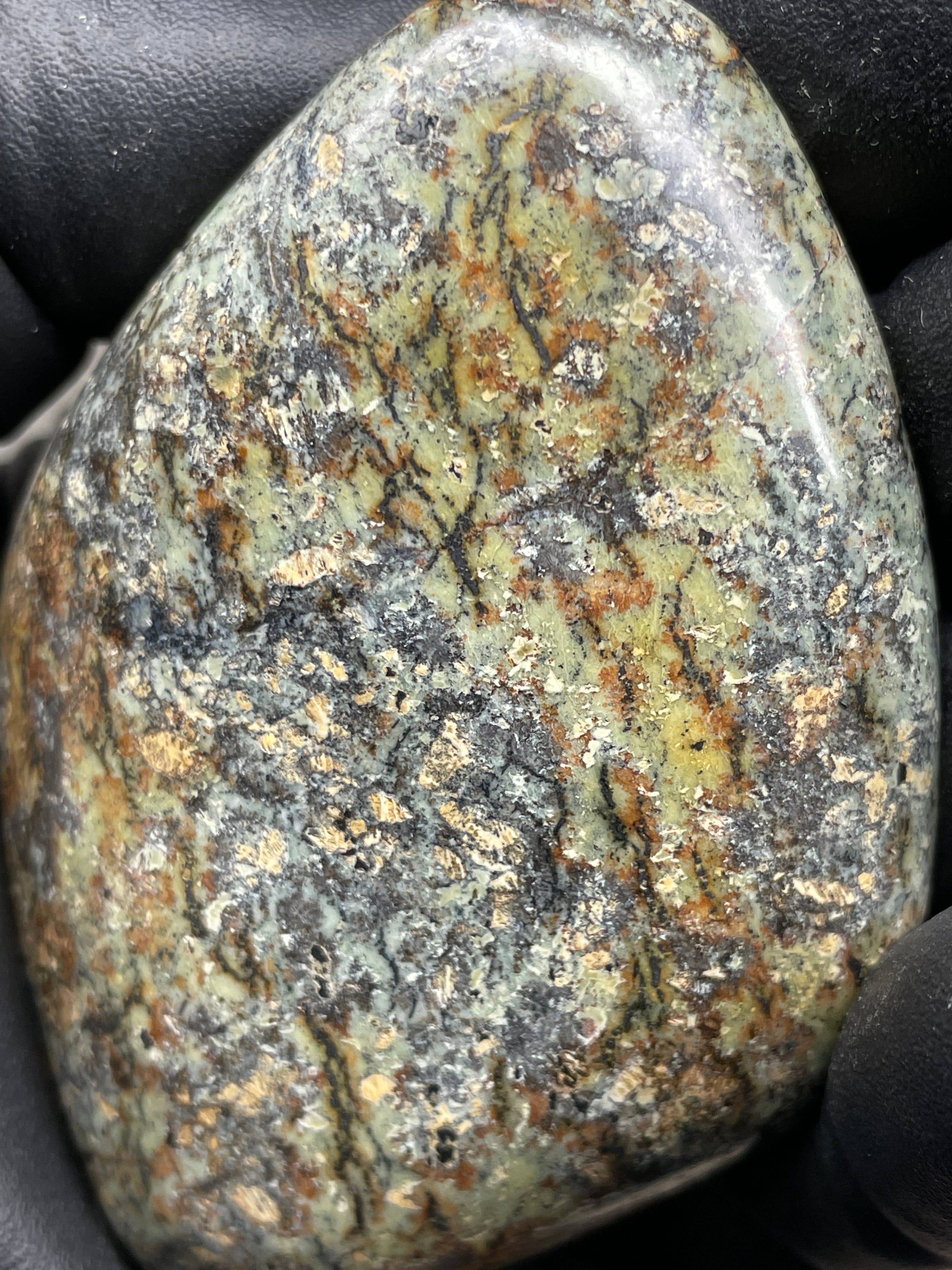 StoneBorn Creations Hand-Polished Vermont Serpentine Freeform with Moss Green Matrix, Earthy Iron Tones and Natural Organic Patterning
