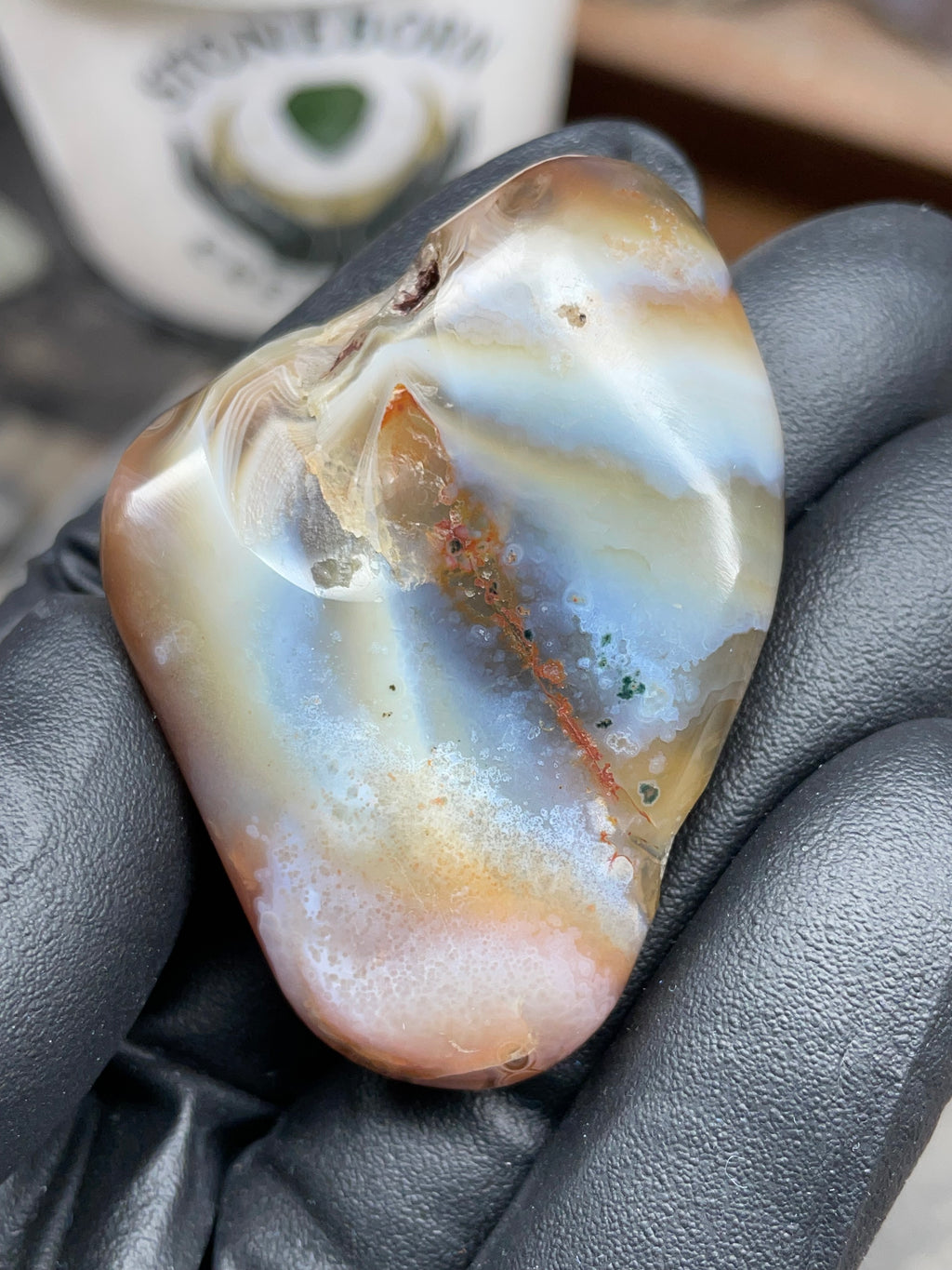 StoneBorn Creations Hand-Polished Botswana Agate – Orbicular “Eye” Patterns with Natural Pocket