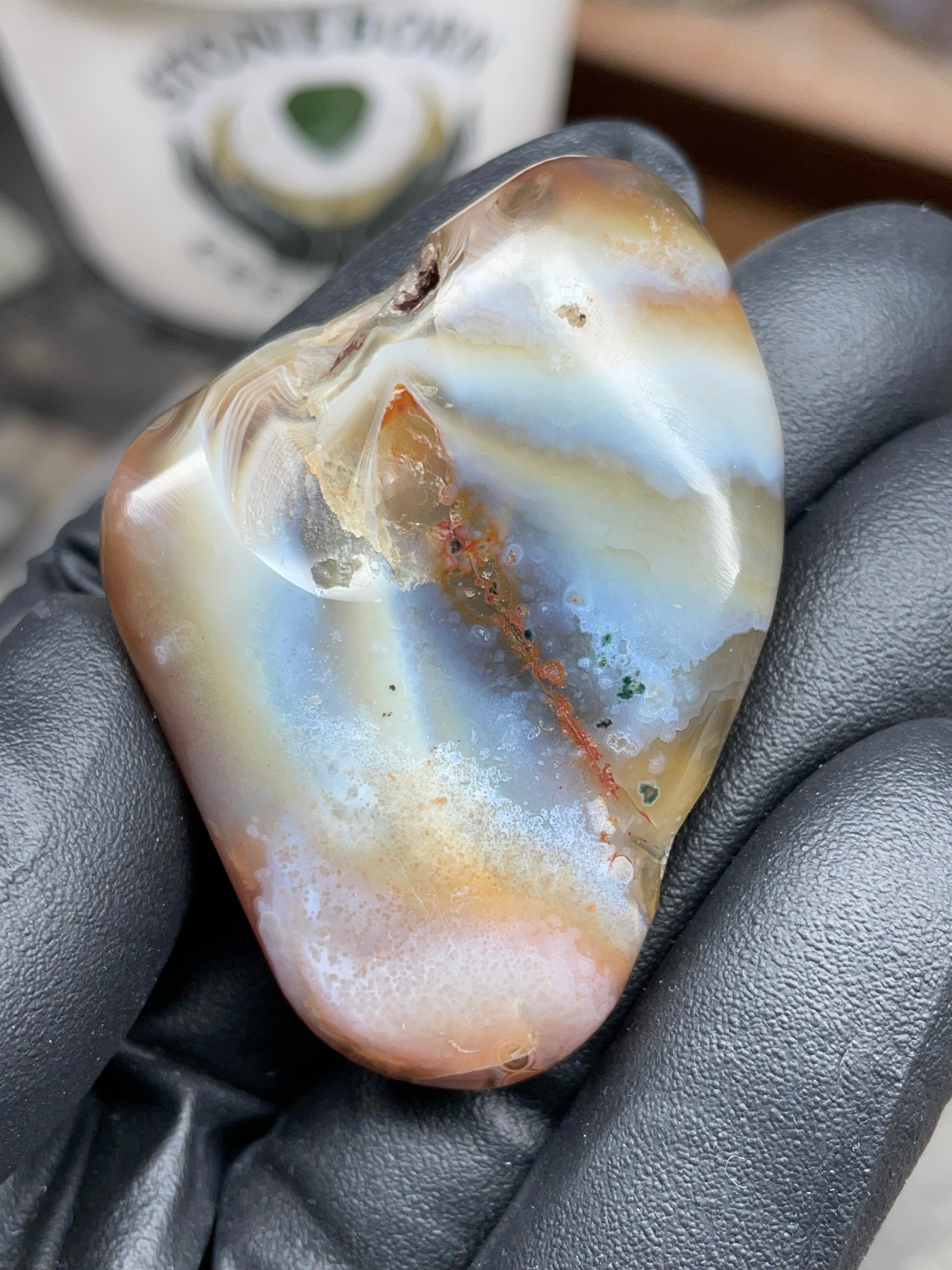 StoneBorn Creations Hand-Polished Botswana Agate – Orbicular “Eye” Patterns with Natural Pocket