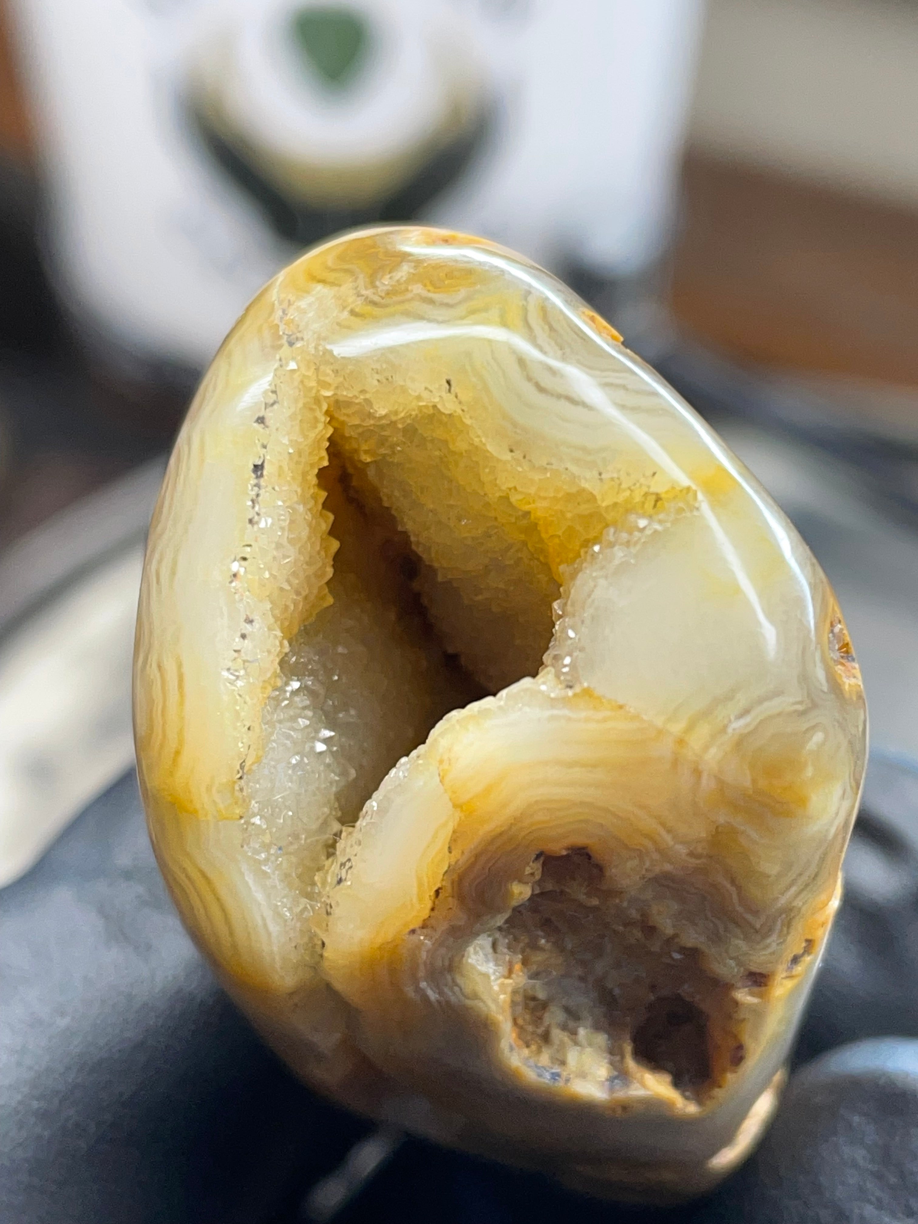 Hand-Polished Lace Agate – Natural Pocket Stone
