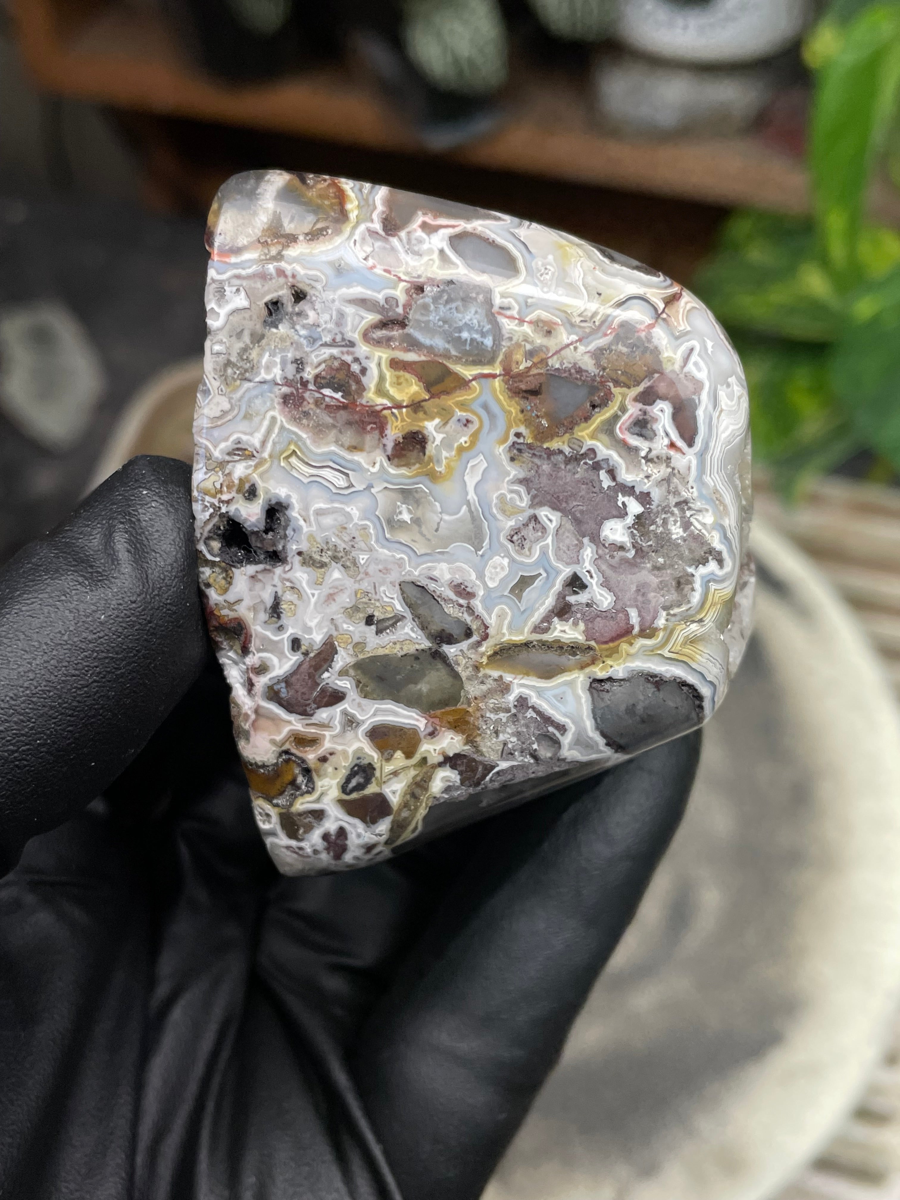 StoneBorn Creations Hand-Polished Agate Freeform with Raw Side & Crystal Pockets