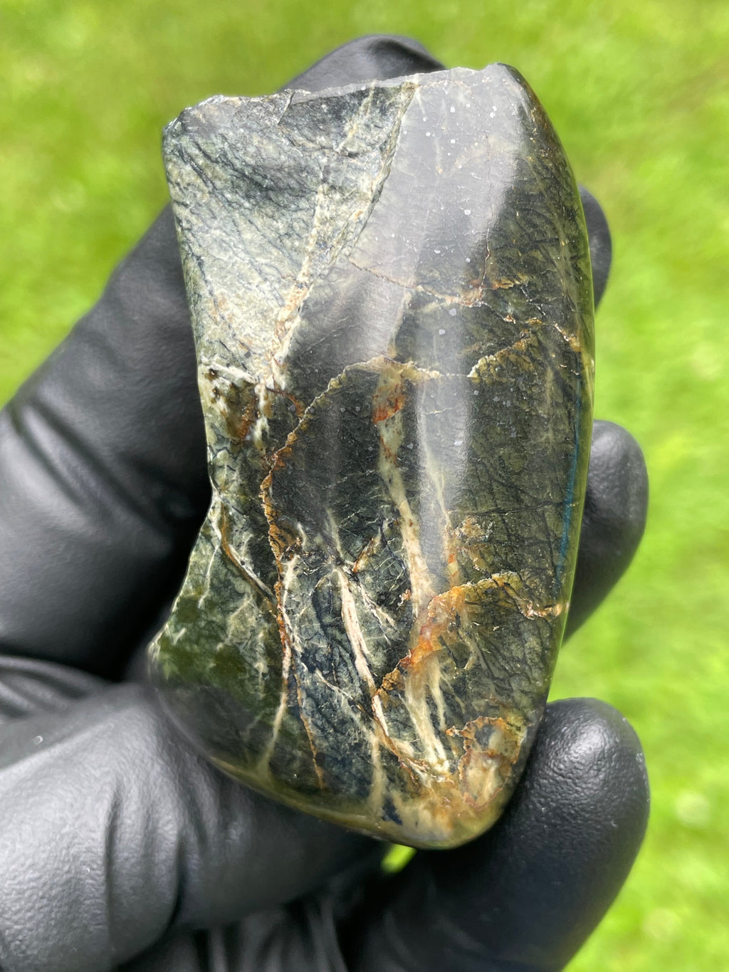 StoneBorn Creations Hand-Polished Vermont Serpentine Freeform Display Stone – One-of-a-Kind Natural Stone