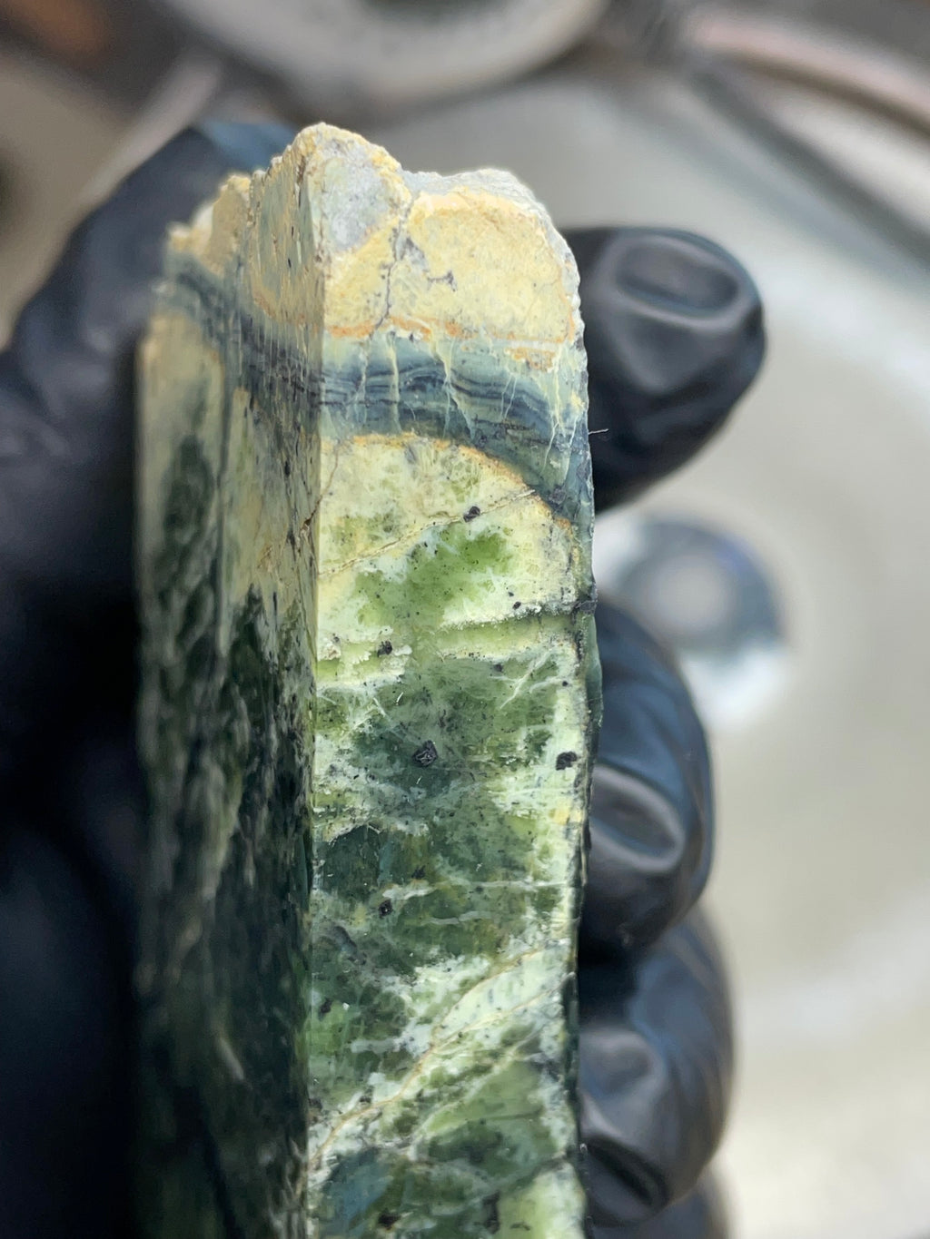 Hand-Polished Green Serpentine Slab with Natural Veining | StoneBorn Creations