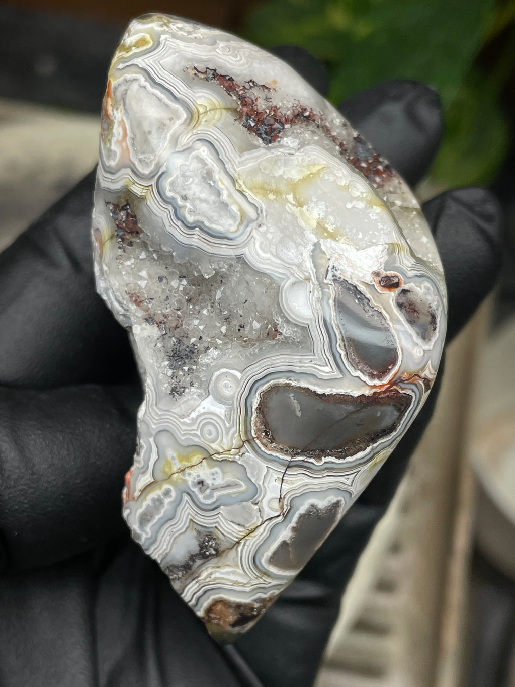 StoneBorn Creations Hand-Polished Agate Freeform with Raw Side & Crystal Pockets