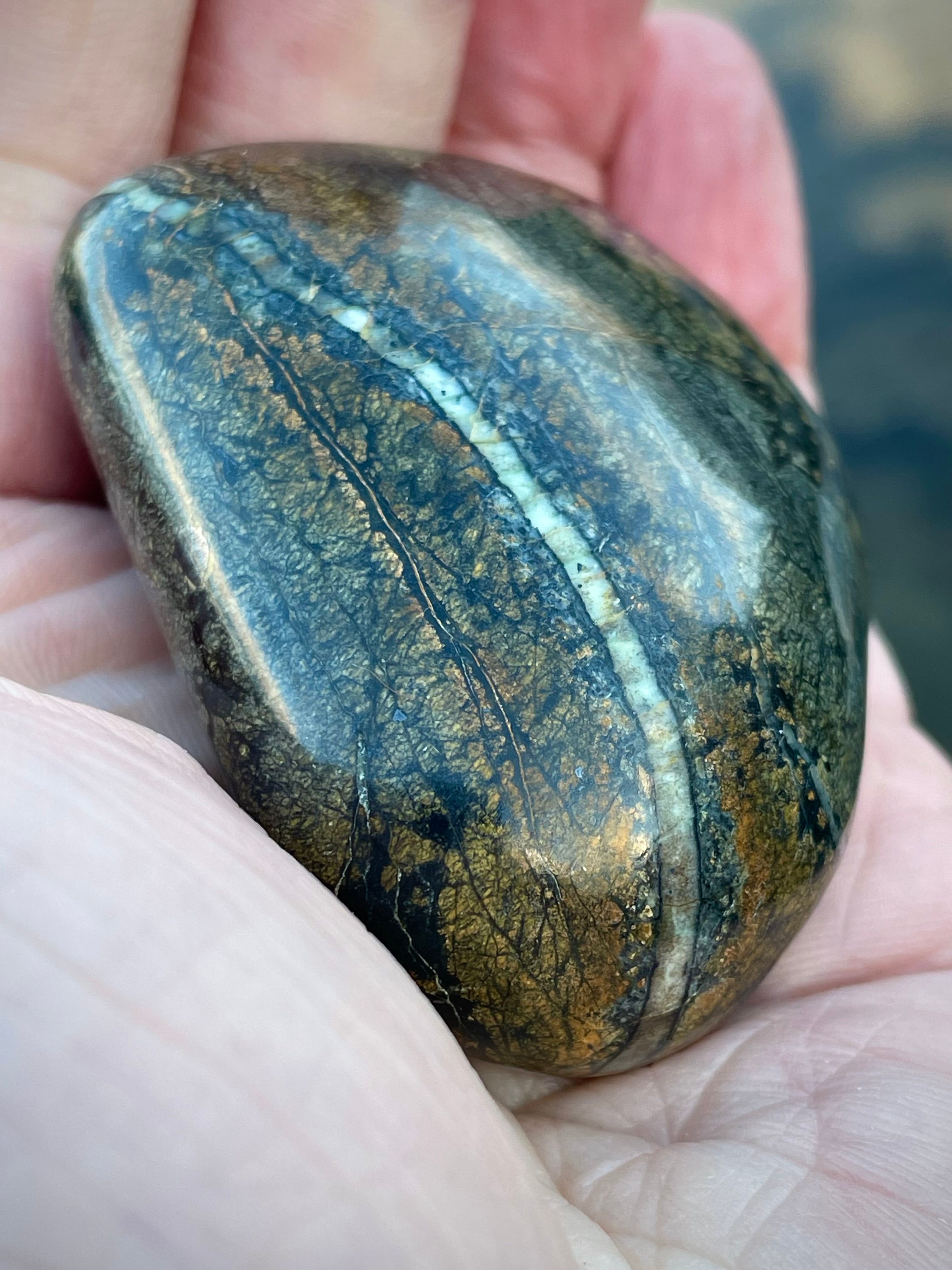 ⚡ Polished Vermont Serpentine – Quartz Vein Lightning Stone