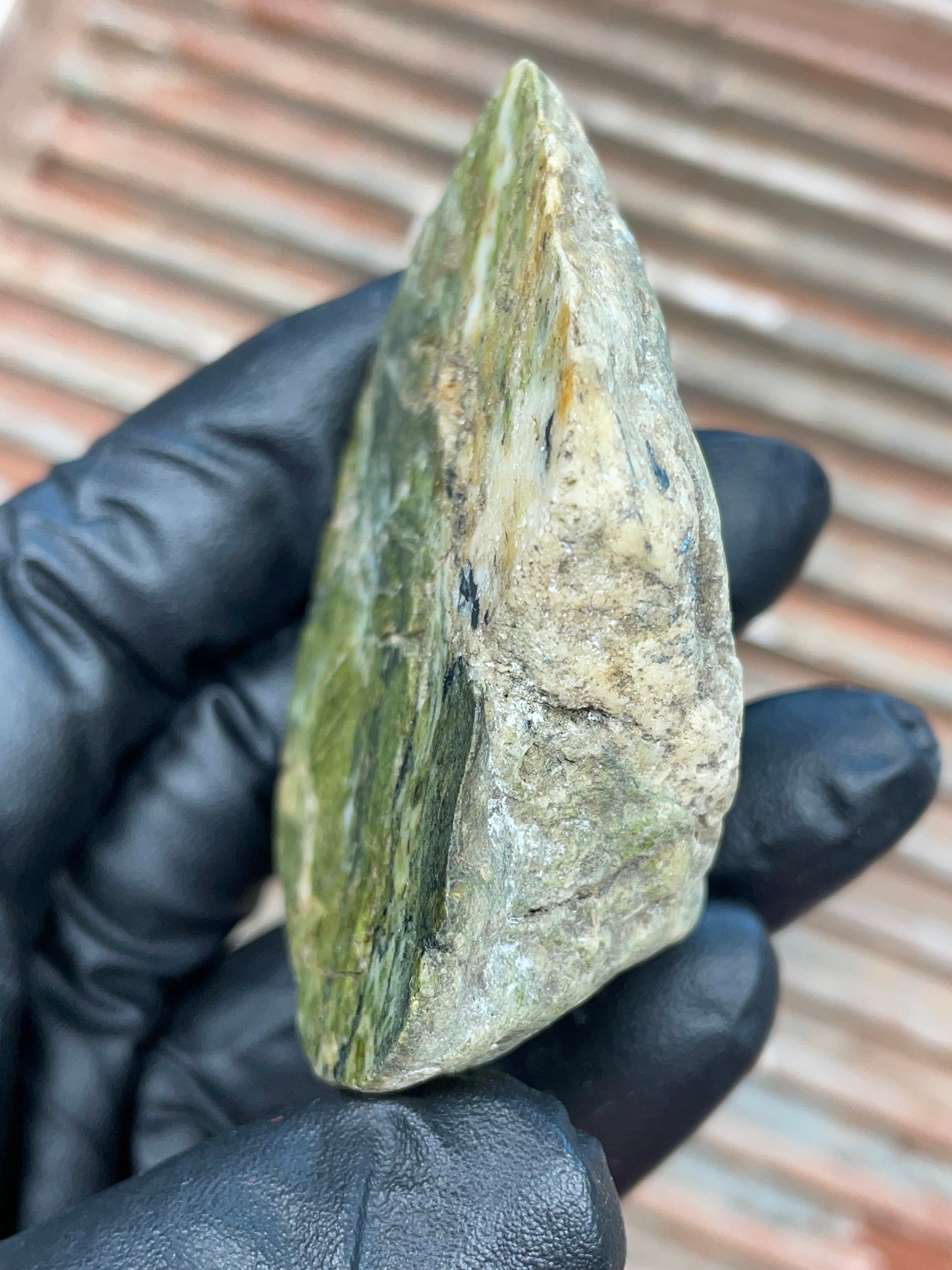 StoneBorn Creations | Polished Vermont Greenstone Slab — Moss Green + Cream Quartz Veins