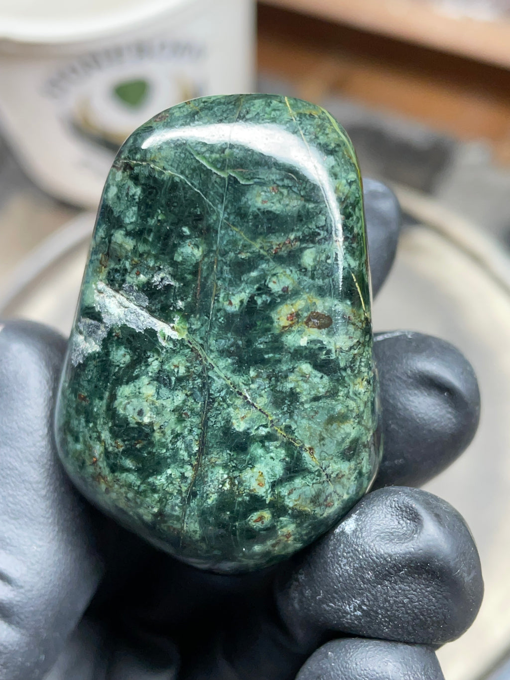 StoneBorn Creations Hand-Polished Vermont Serpentine with Deep Forest Greens, Golden Veining & Natural Mineral Inclusions