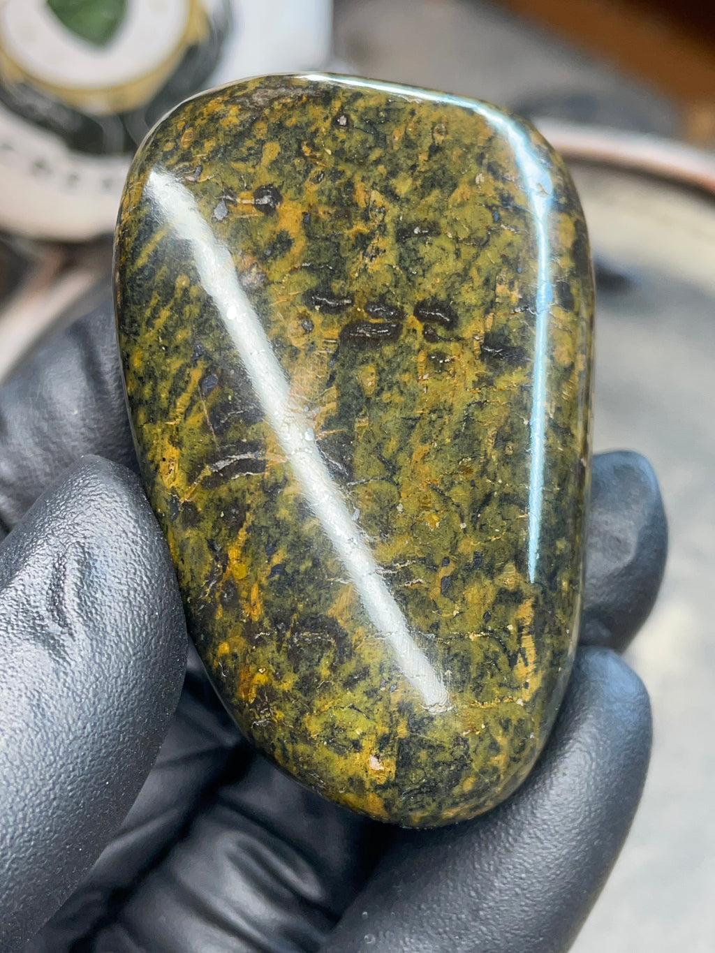 StoneBorn Creations – Hand-Polished Vermont Greenstone (Forest Gold Tones)