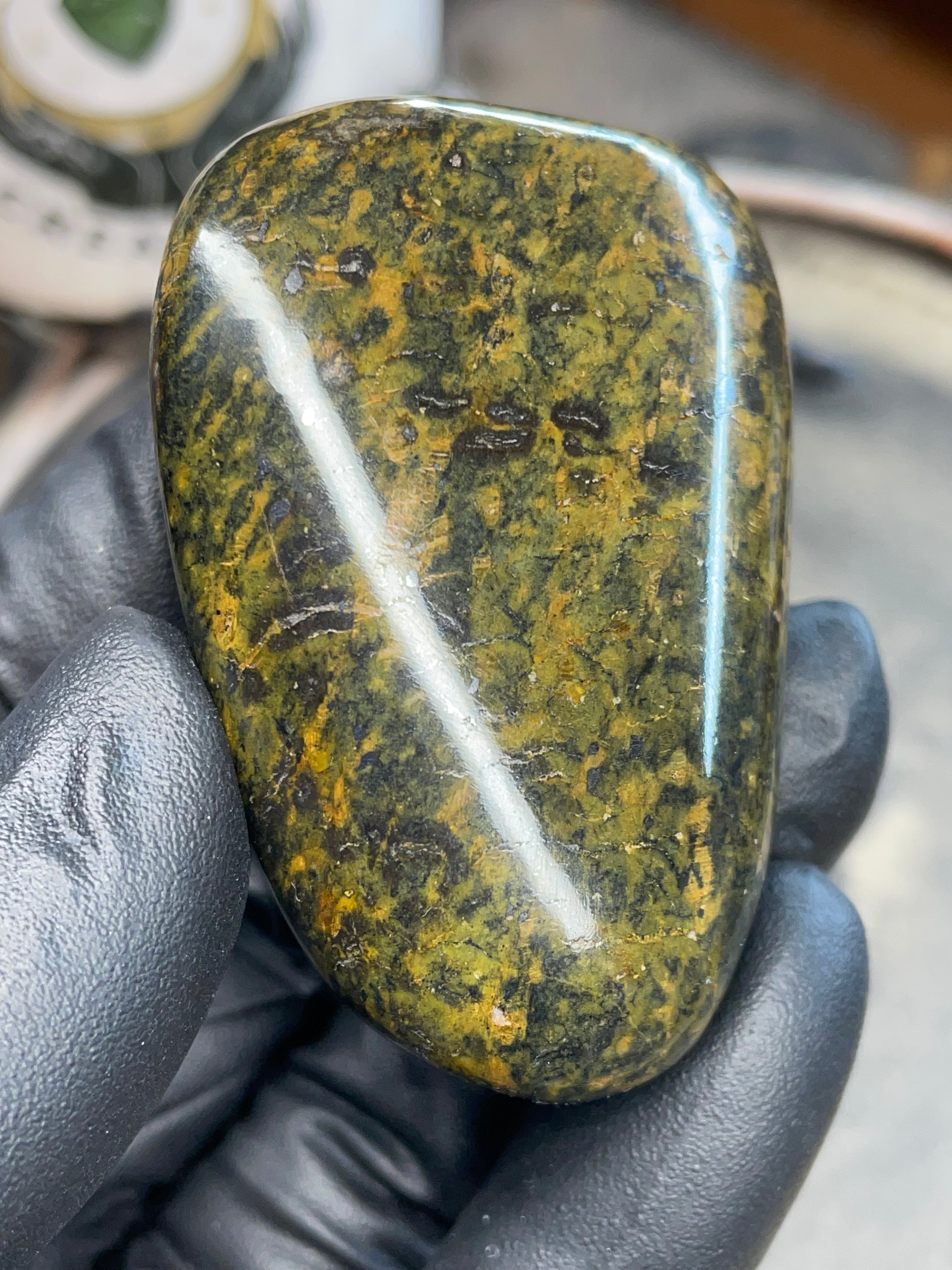 StoneBorn Creations – Hand-Polished Vermont Greenstone (Forest Gold Tones)