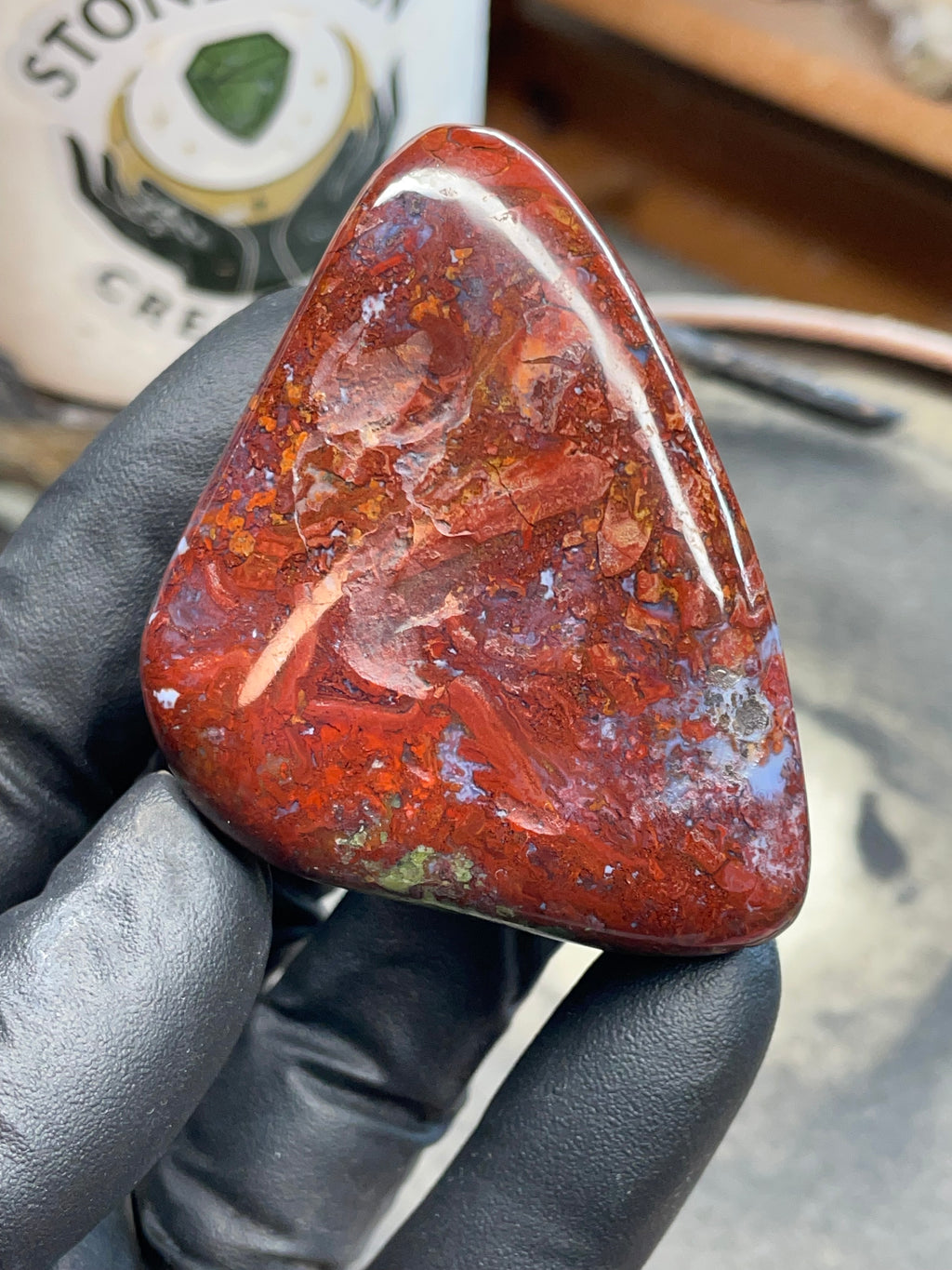 StoneBorn Creations | Hand-Polished Red Jasper & Greenstone Freeform