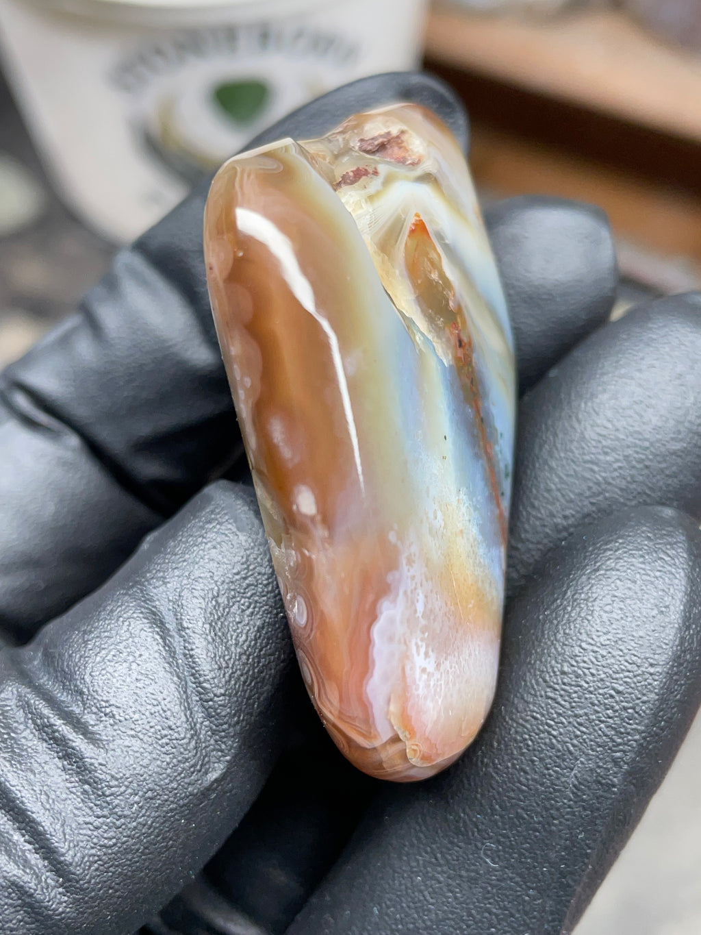 StoneBorn Creations Hand-Polished Botswana Agate – Orbicular “Eye” Patterns with Natural Pocket