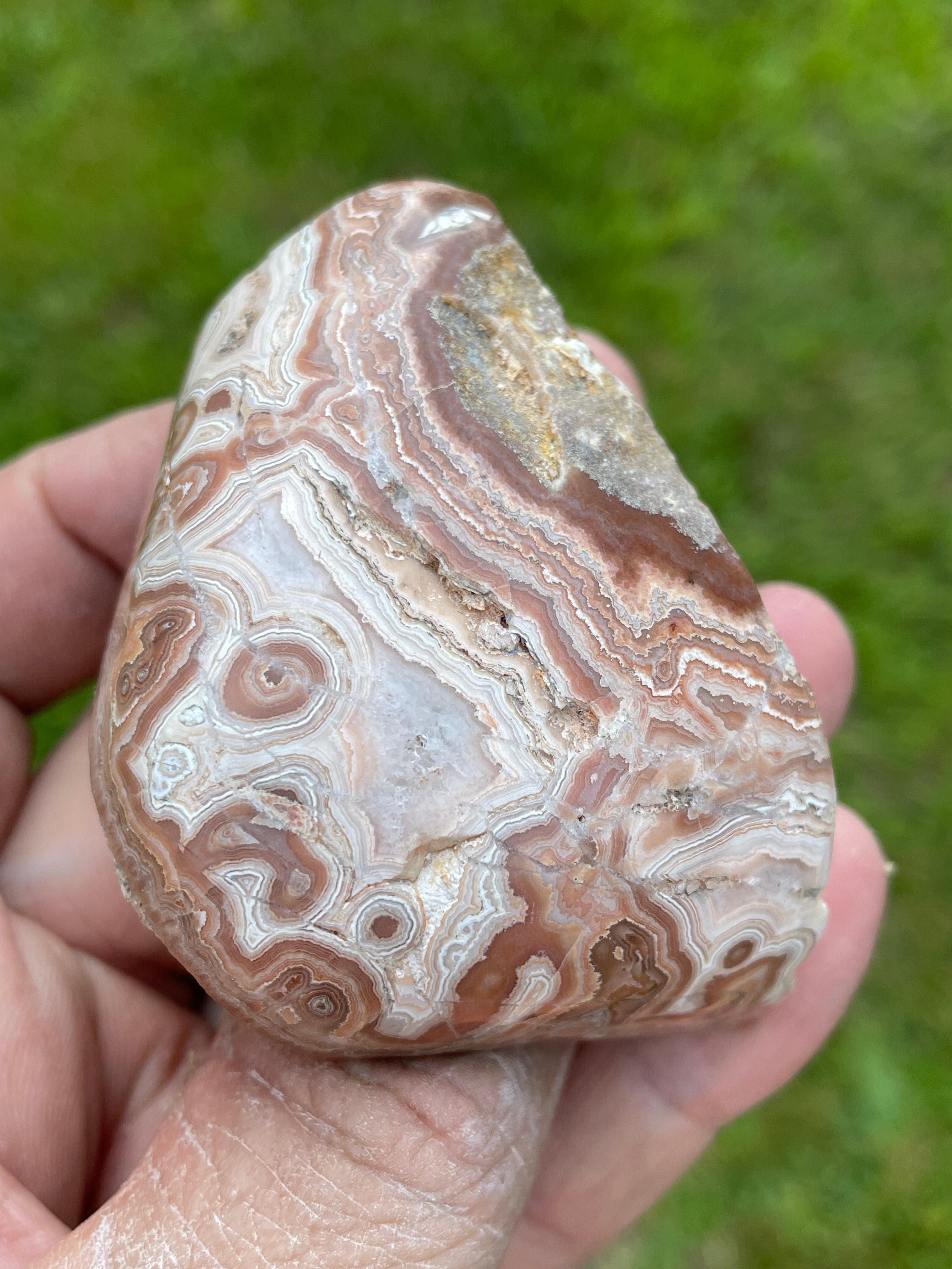 StoneBorn Creations Hand-Polished Georgia Crazy Lace Agate Freeform Display Stone – One-of-a-Kind Natural Art