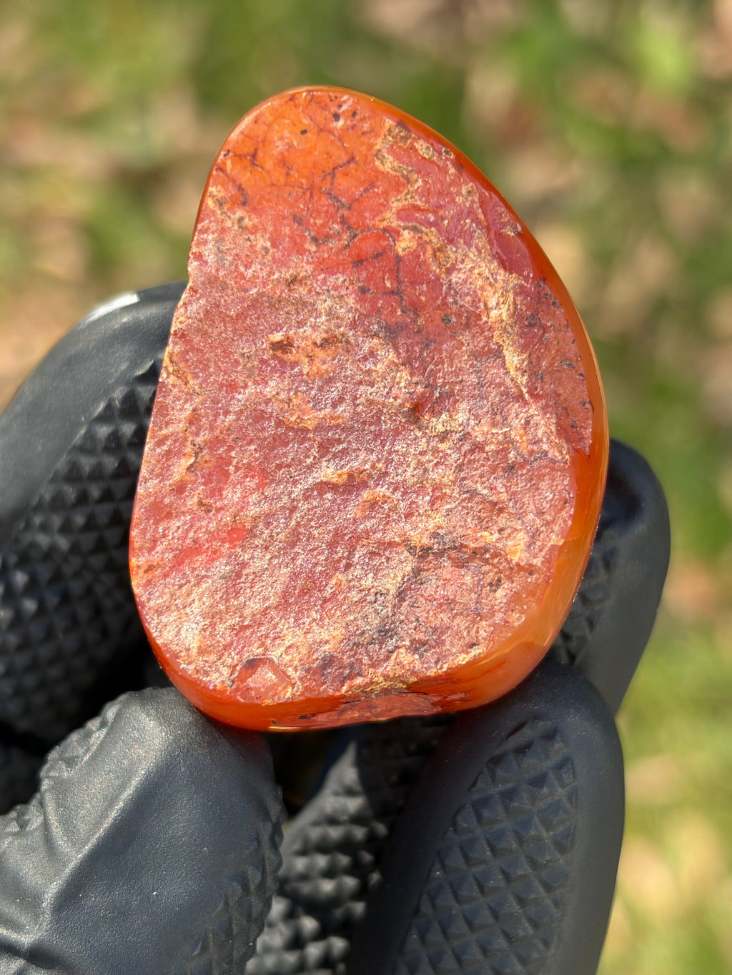StoneBorn Creations – Fiery Orange Carnelian Agate | Hand-Polished Translucent Stone with Natural Red Matrix