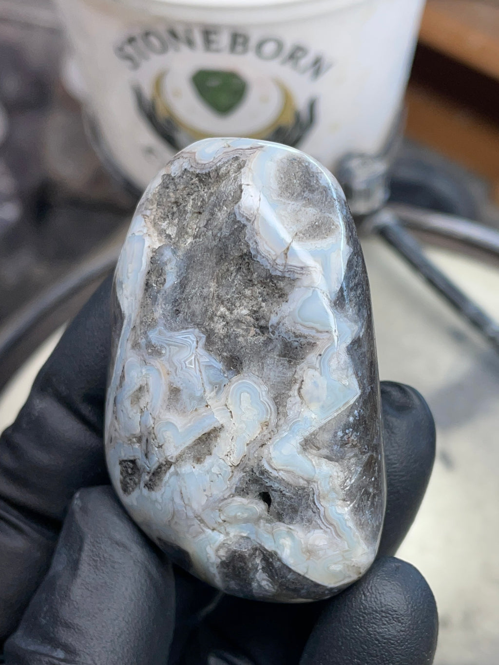 Blue-White Lace Banded Agate Freeform