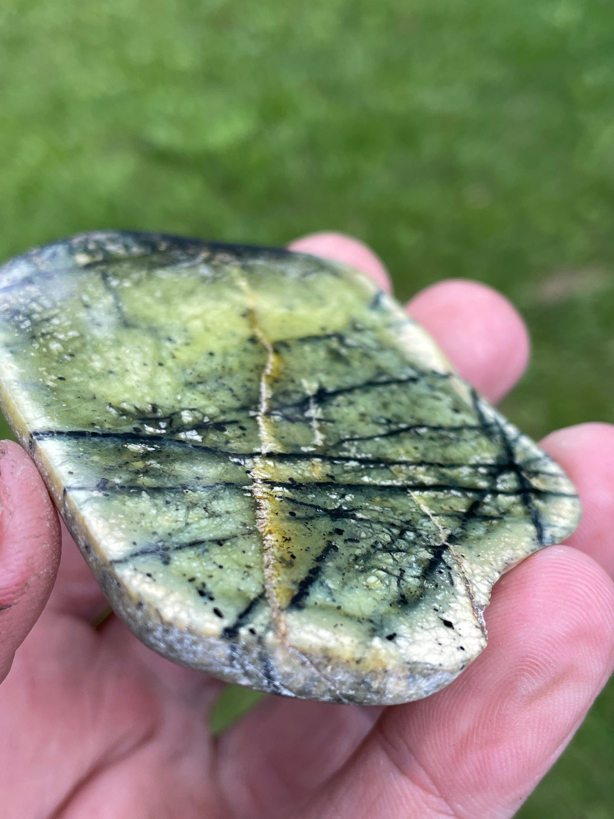 StoneBorn Creations – Polished Green Serpentine Stone | Black Veining & Natural Mineral Patterns