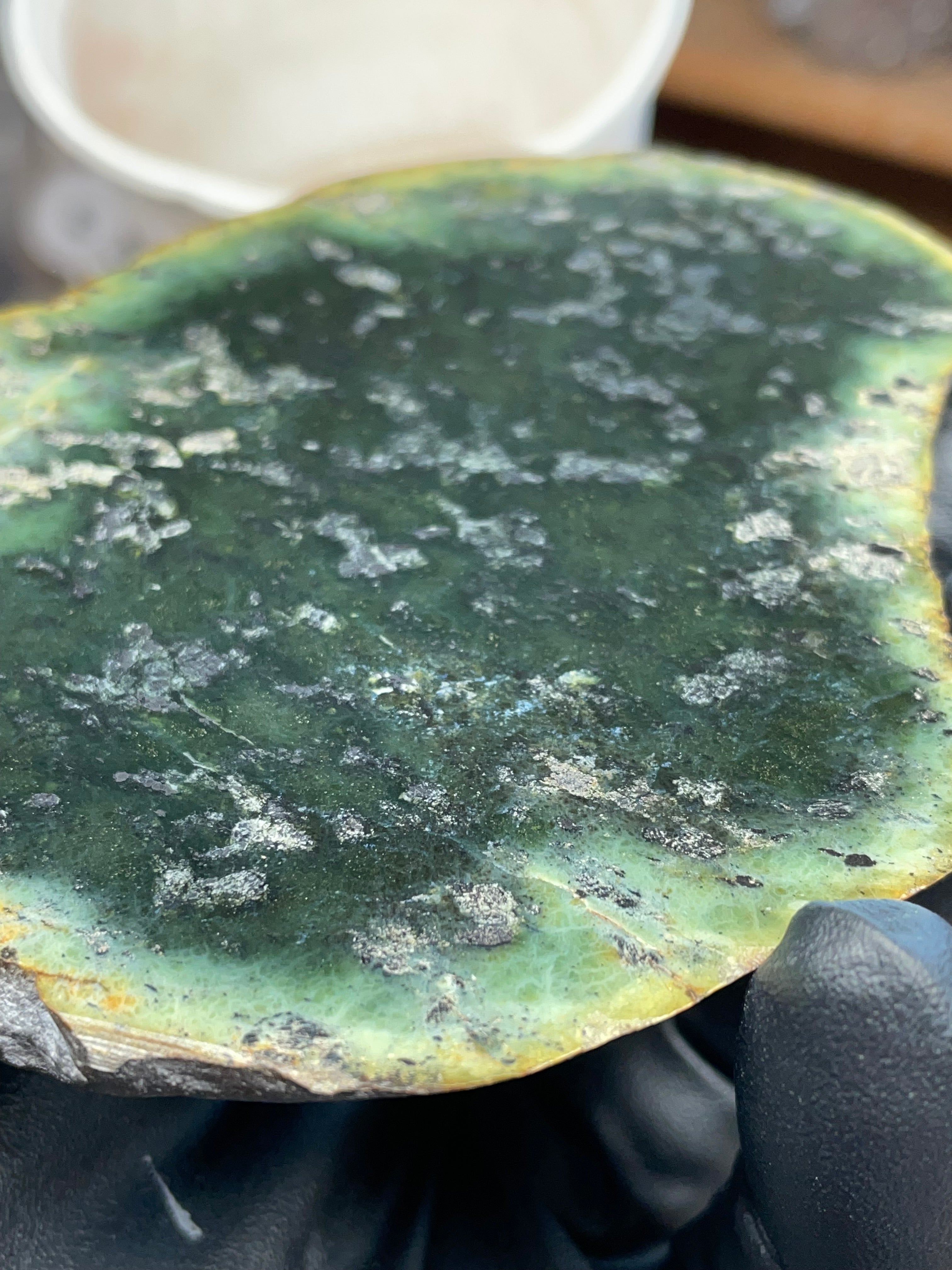 StoneBorn Creations – Hand-Polished Green Jasper Slab (Raw Edge)
