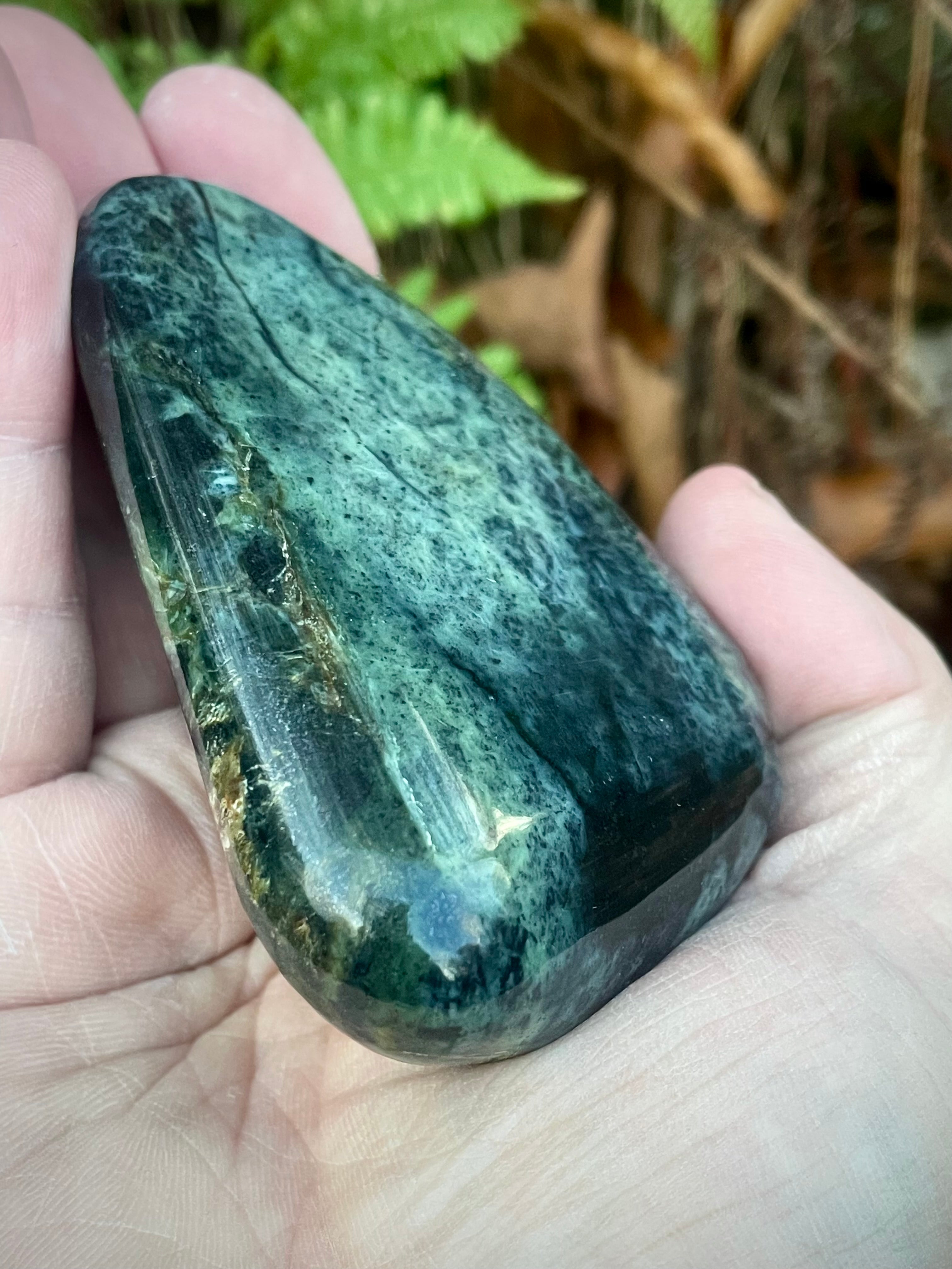 🌲 Polished Vermont Greenstone – Deep Forest/Ocean Blend (Hand-Collected & Polished)
