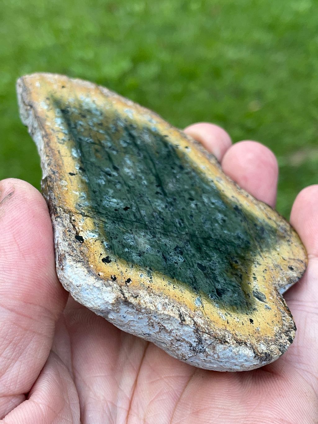 StoneBorn Creations – Deep Green Serpentine Stone Pair | Natural Matching Halves with Golden Earth Tones