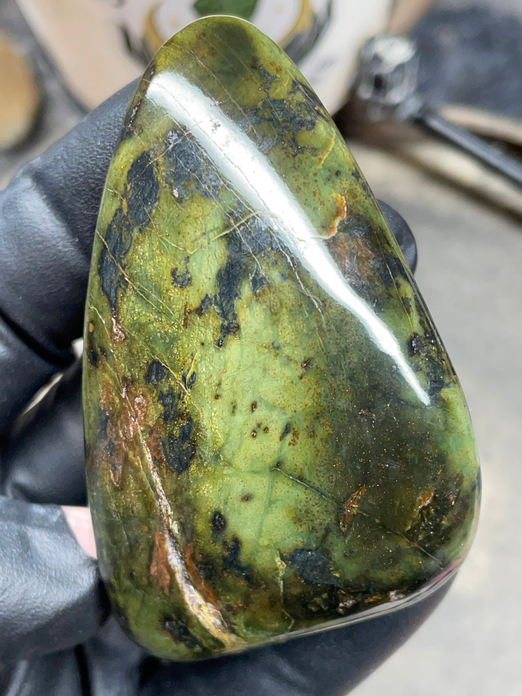 StoneBorn Creations – Hand Polished Vermont Serpentine with Natural Mineral Veins | One-of-a-Kind Display Stone