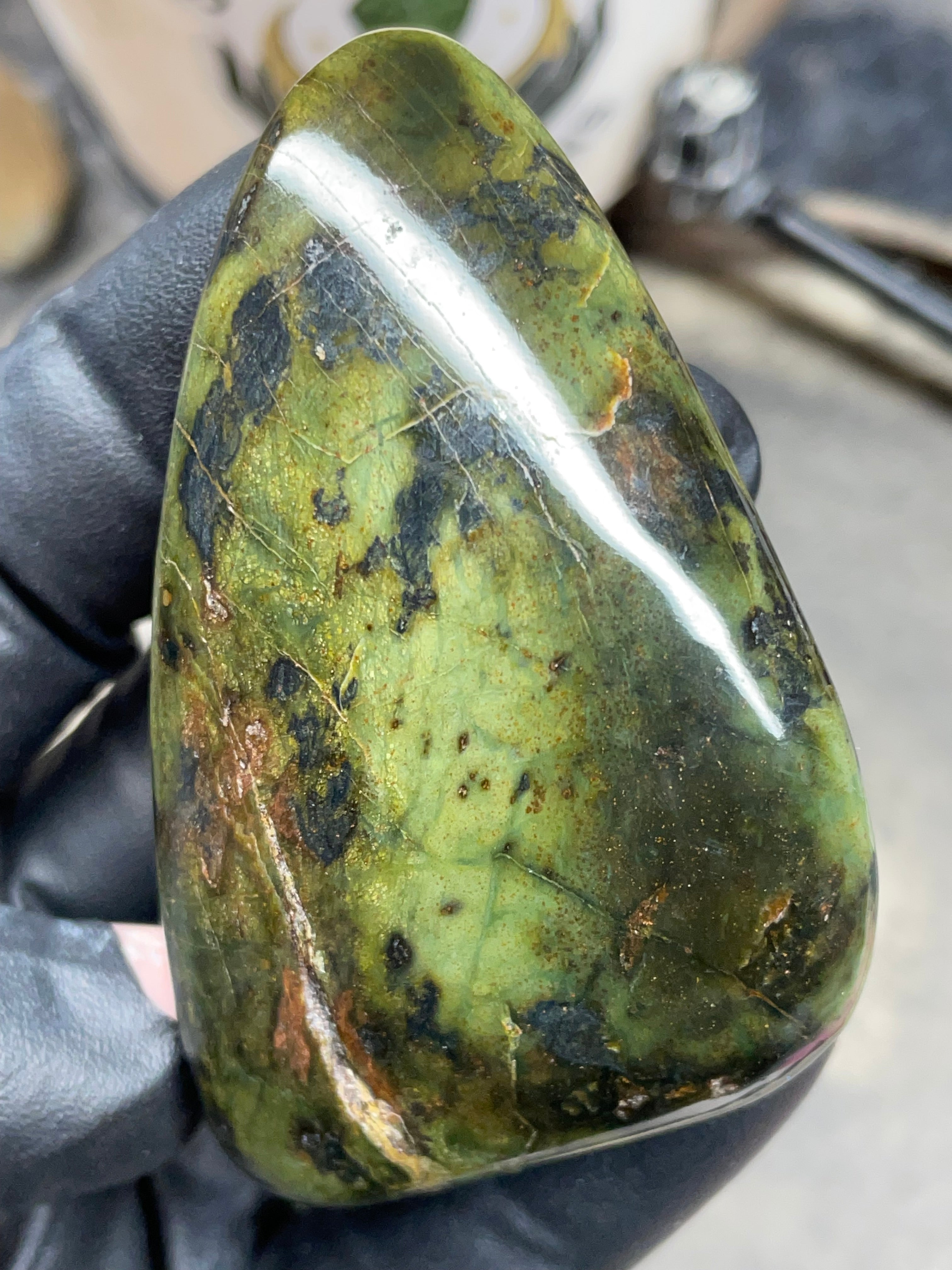 StoneBorn Creations – Hand Polished Vermont Serpentine with Natural Mineral Veins | One-of-a-Kind Display Stone