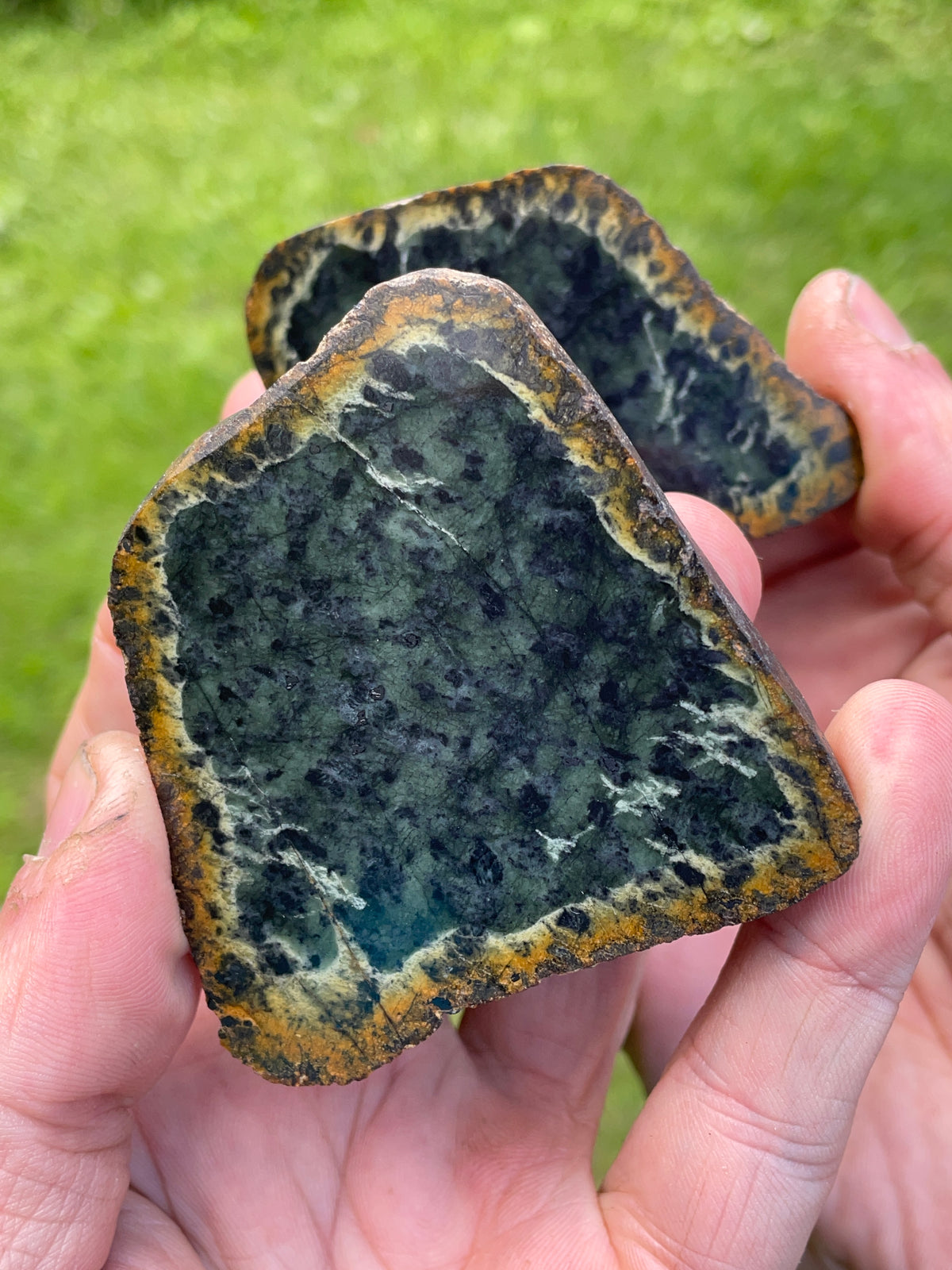 StoneBorn Creations Deep Greenstone Matched Pair – Hand Polished Natural Faces