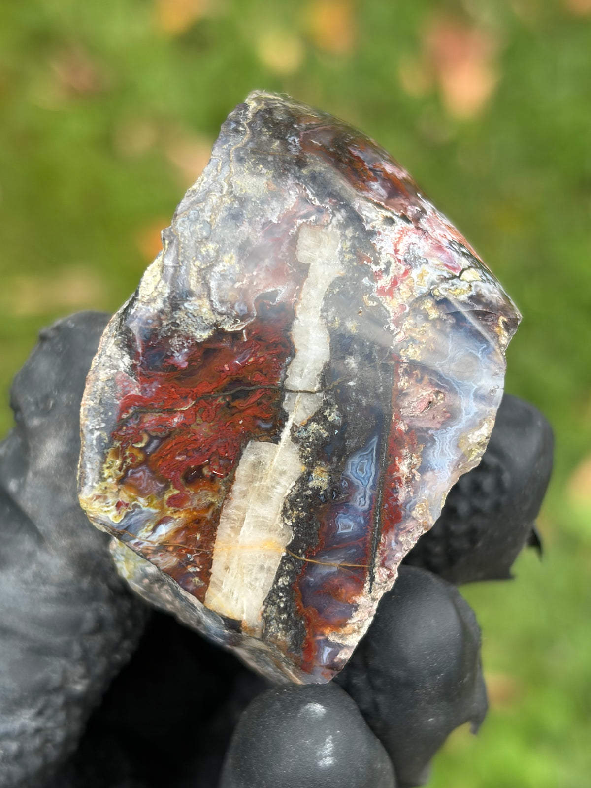 StoneBorn Creations – Red & Blue Lace Agate with Natural Quartz Vein