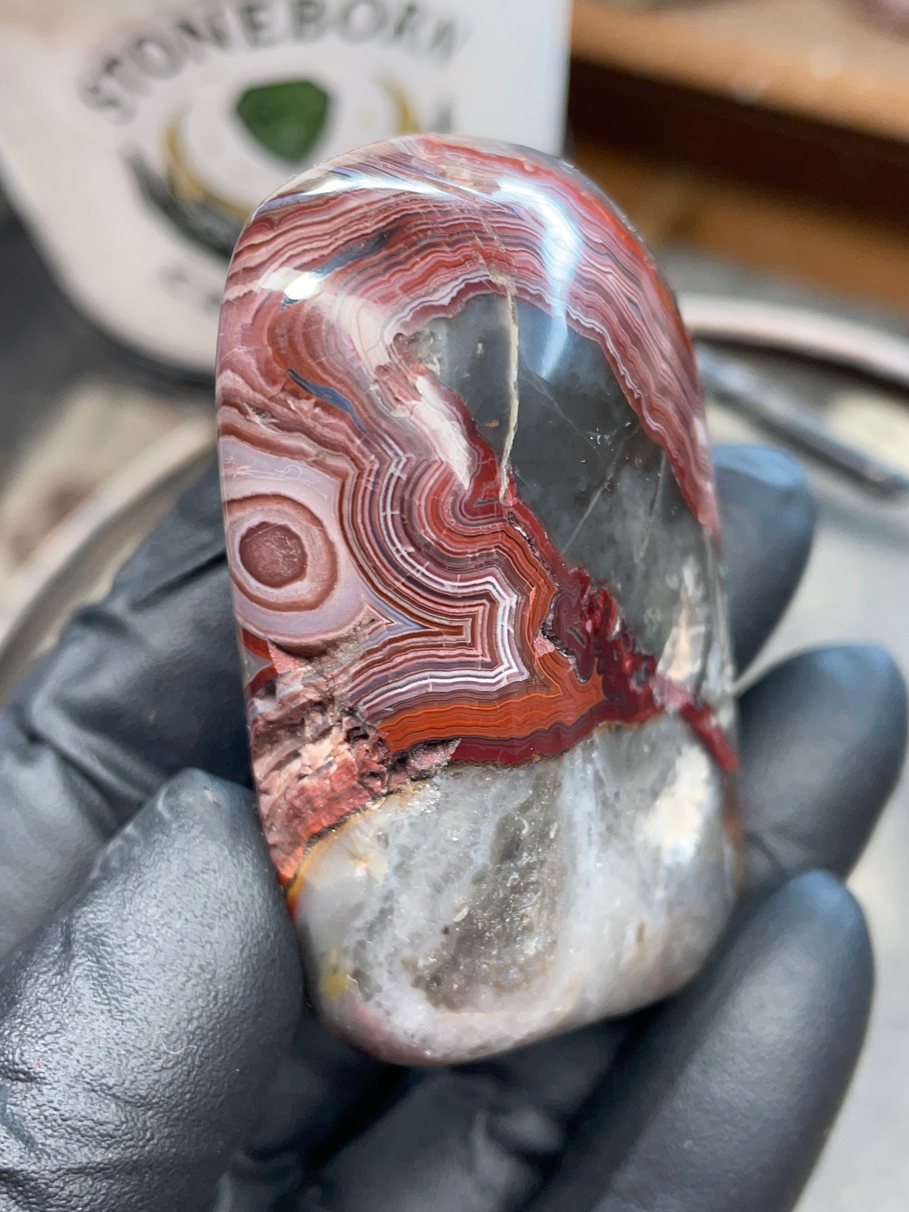 StoneBorn Creations – Hand Polished Crazy Lace Agate – Double Sided Fire Banding