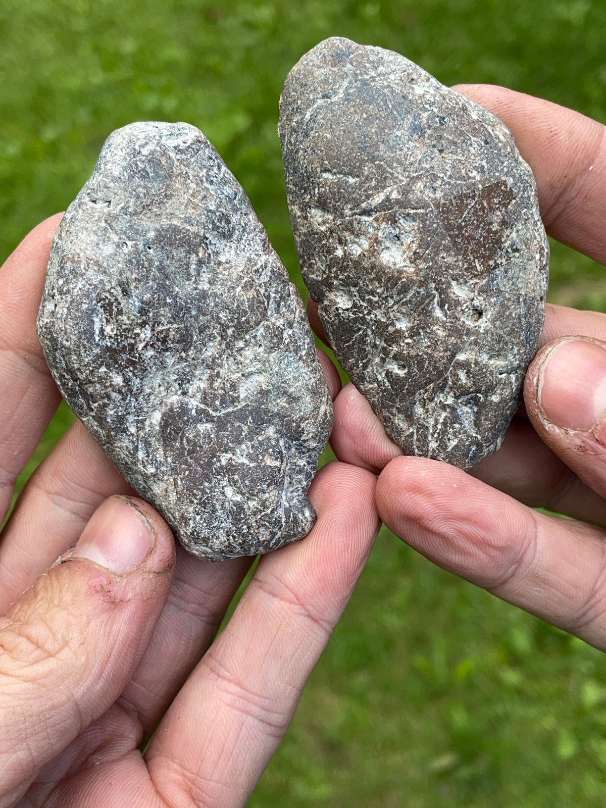 StoneBorn Creations Green Serpentine Matching Pair with Metallic Mineral Inclusions – Hand Polished