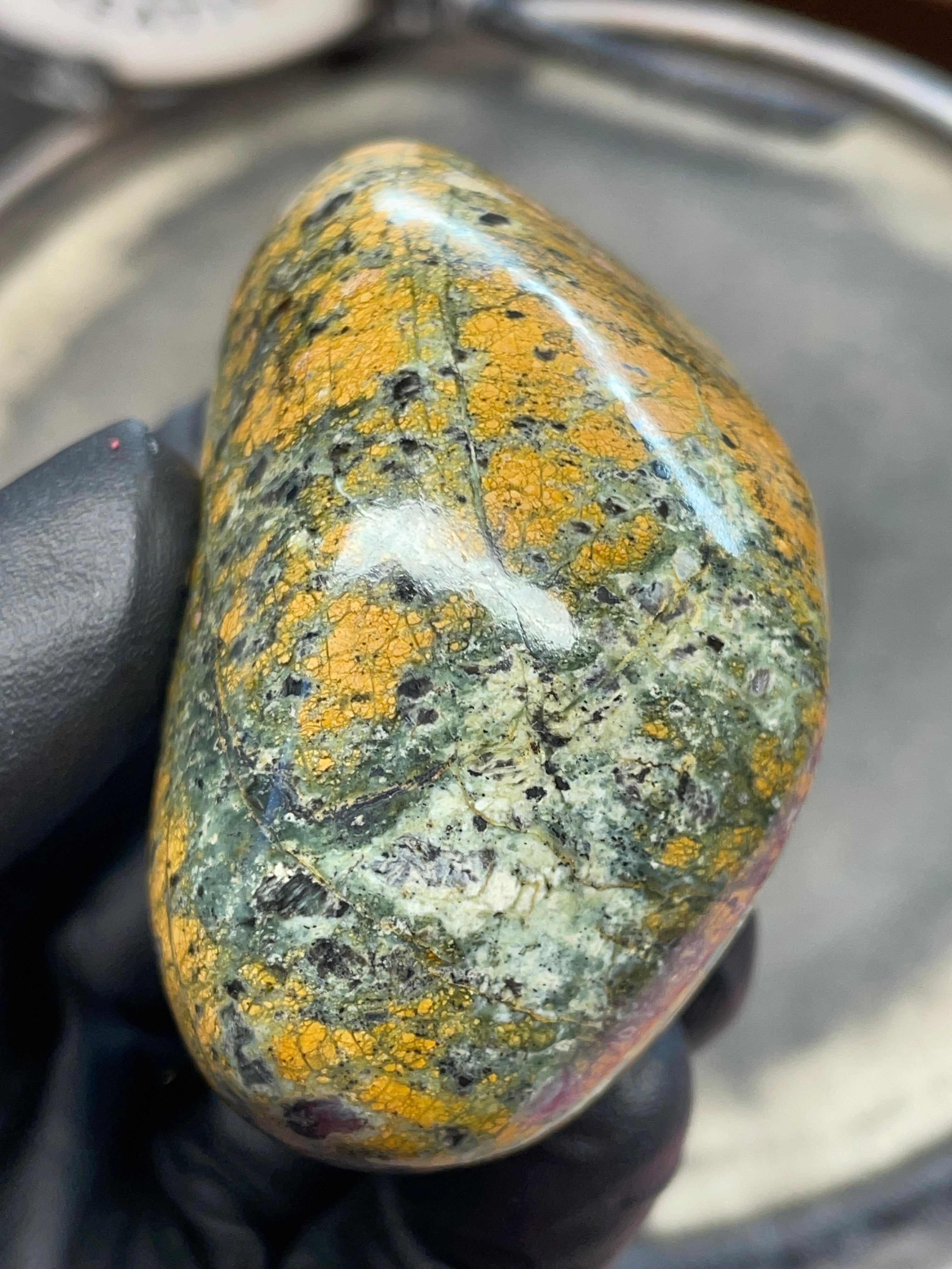 StoneBorn Creations – Hand Polished Vermont Greenstone with Golden Matrix & Quartz Veins