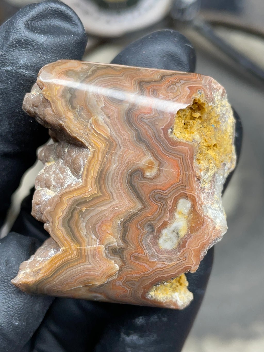 StoneBorn Creations Hand-Polished Georgia Crazy Lace Agate with Natural Quartz Vein & Raw Matrix