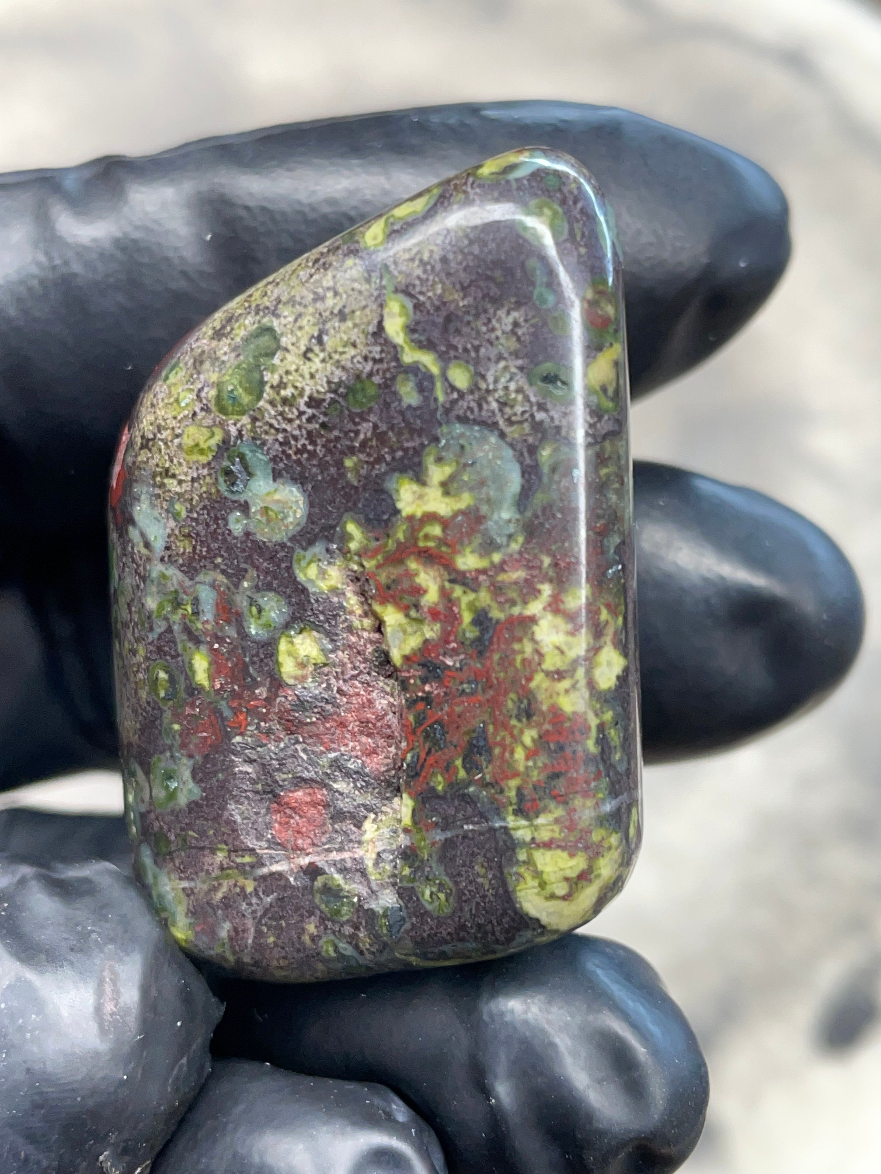 Hand-Polished Serpentine & Jasper River Stone