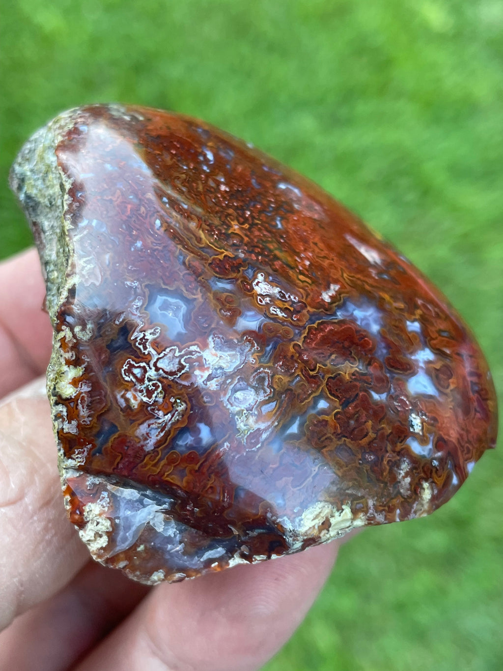 StoneBorn Creations | Hand-Polished Red Lightning Natural Agate Freeform | One-of-a-Kind Display Stone